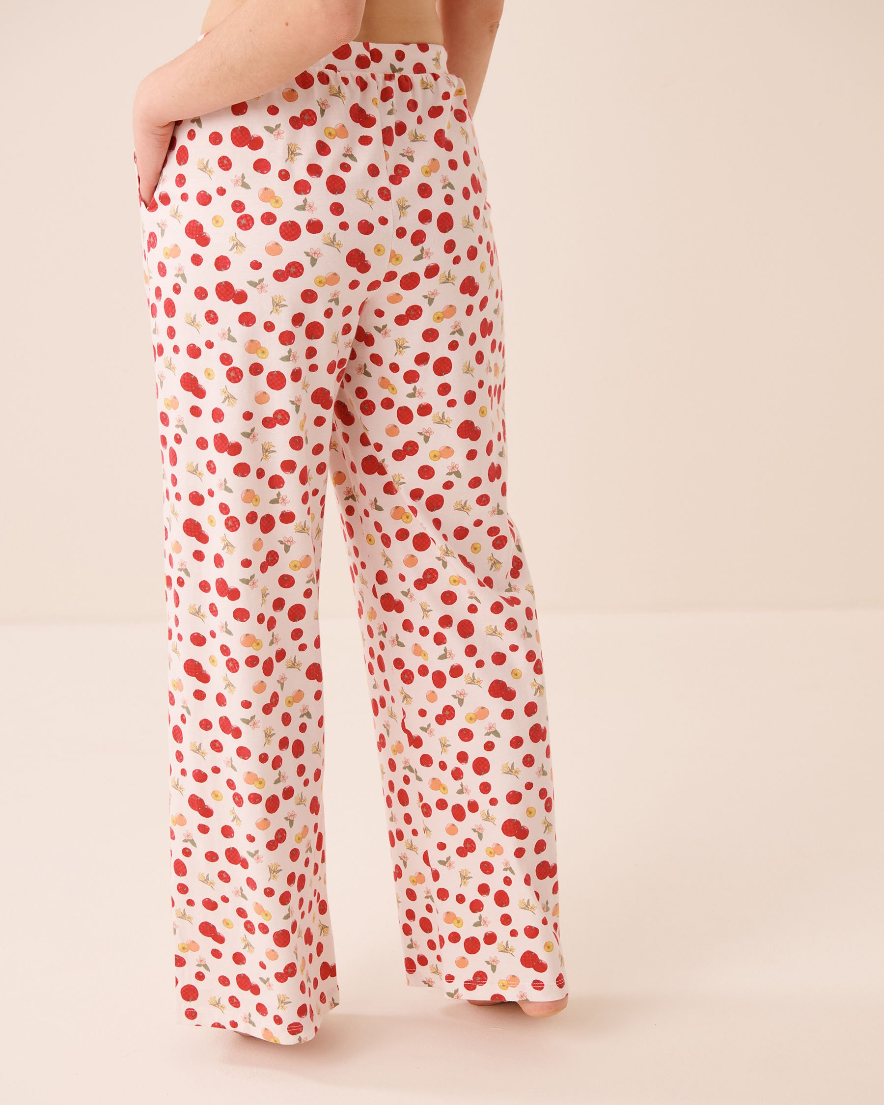 LA VIE EN ROSE Pantalon de pyjama en coton imprimé tomates Blanc/Tomates 40200878 - View2