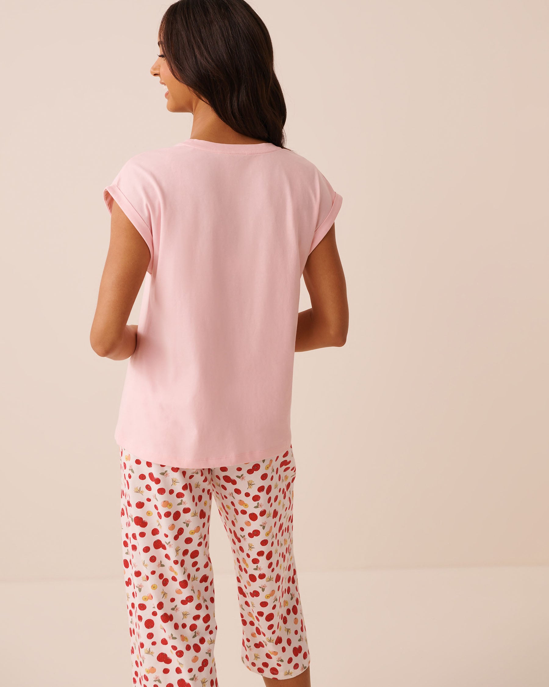 LA VIE EN ROSE Tomato Print Cotton Short Sleeve T-shirt Pink/Oh so delicious! 40100890 - View2