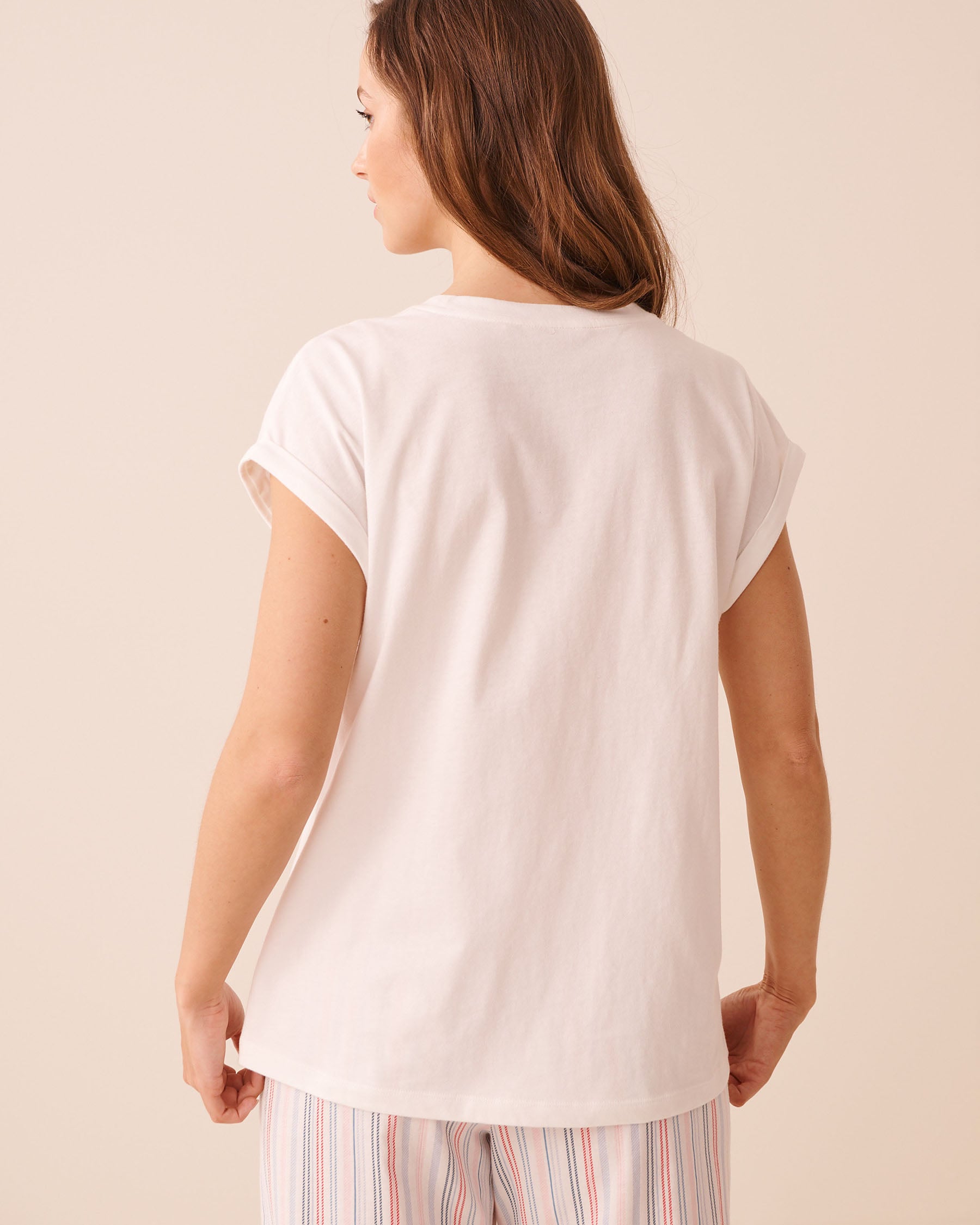 LA VIE EN ROSE T-shirt manches courtes en coton imprimé tomates Blanc/Together Forever 40100890 - View2