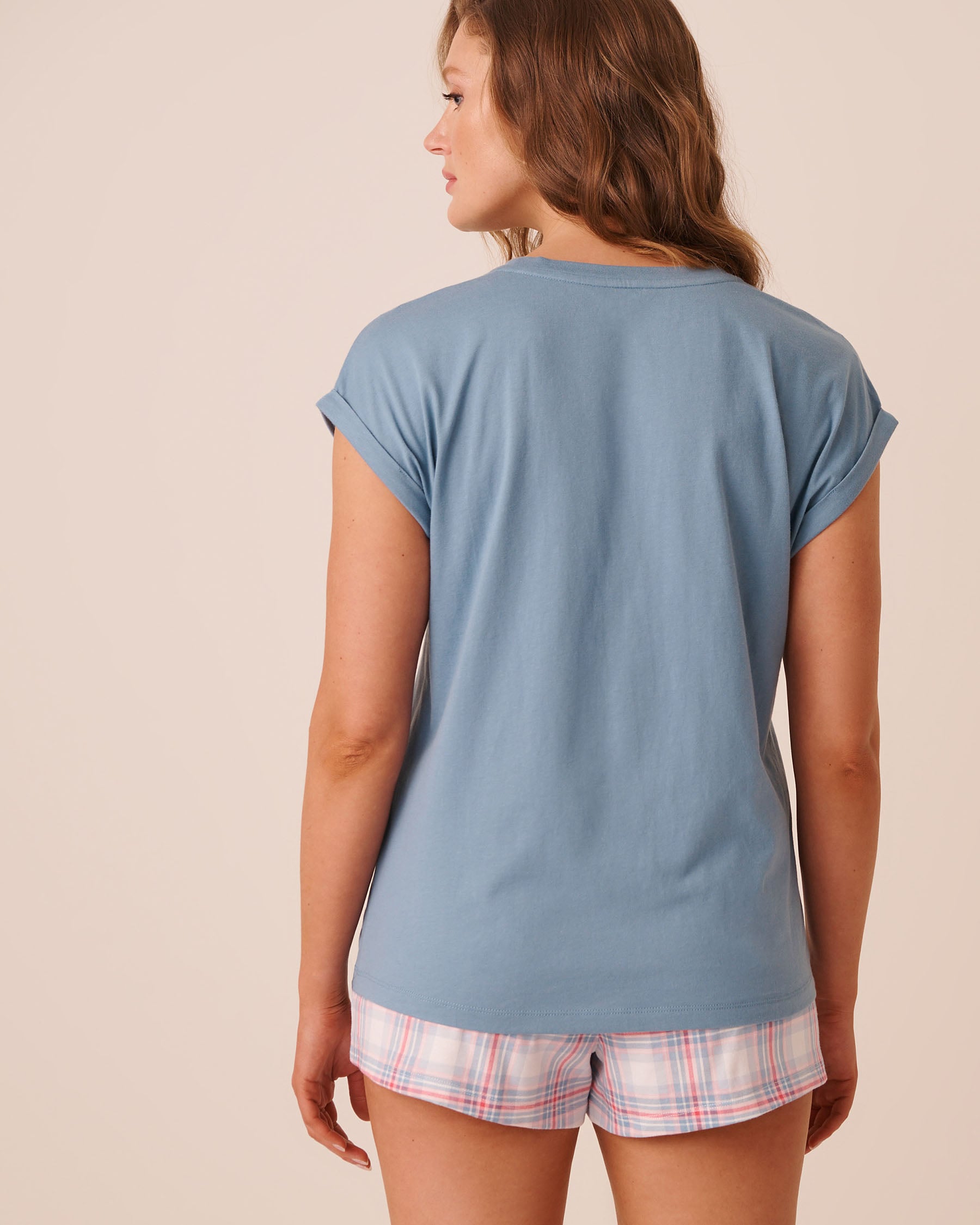 LA VIE EN ROSE Tomato Sauce Print Cotton Short Sleeve T-shirt Blue/Tomato Sauce 40100890 - View2