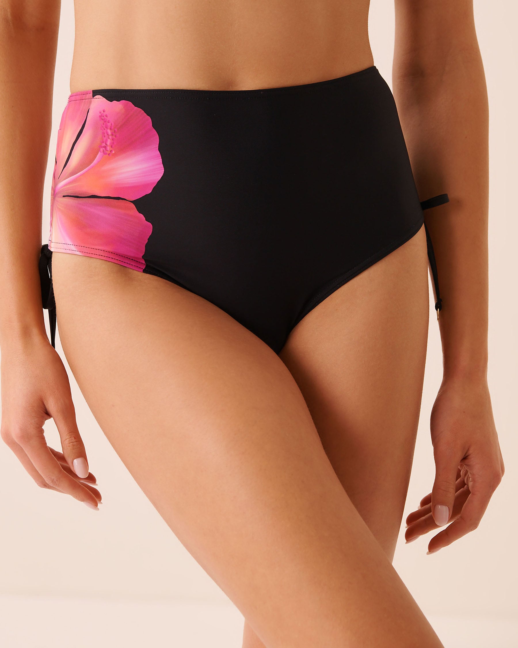 LA VIE EN ROSE AQUA HIBISCUS LUX Side Tie High Waist Bikini Bottom Hibiscus 70300953 - View1