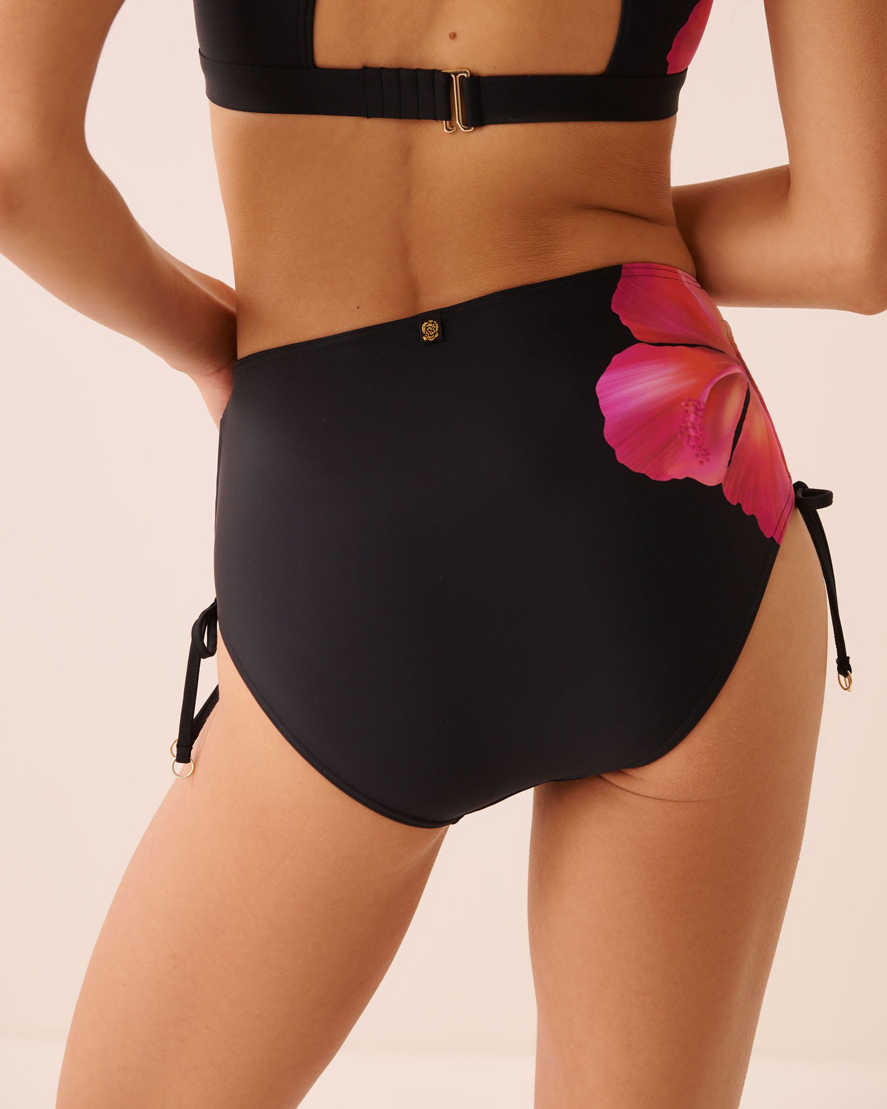 LA VIE EN ROSE AQUA HIBISCUS LUX Side Tie High Waist Bikini Bottom Hibiscus 70300953 - View4