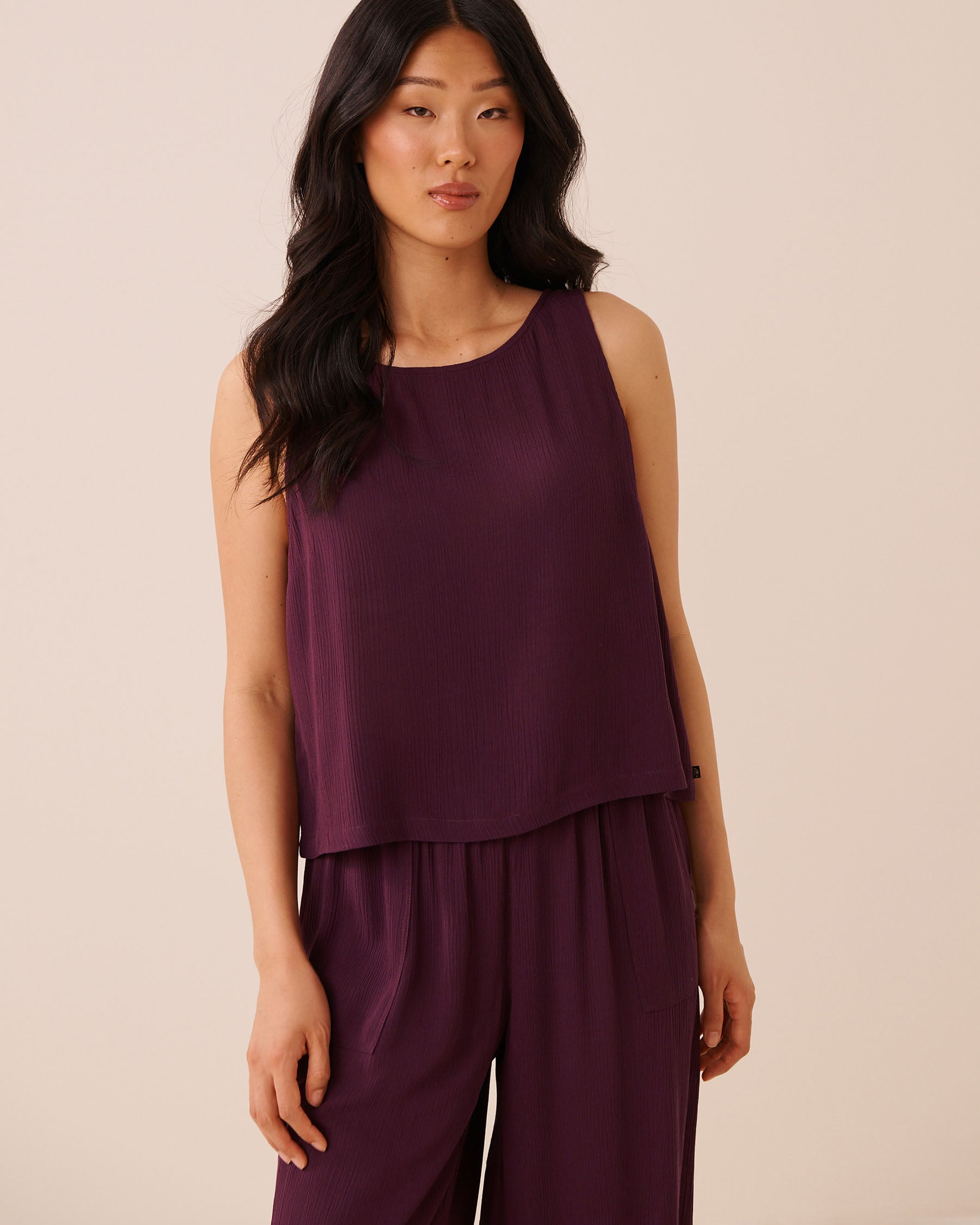 LA VIE EN ROSE AQUA Camisole en gaze Bourgogne 80100055 - View1