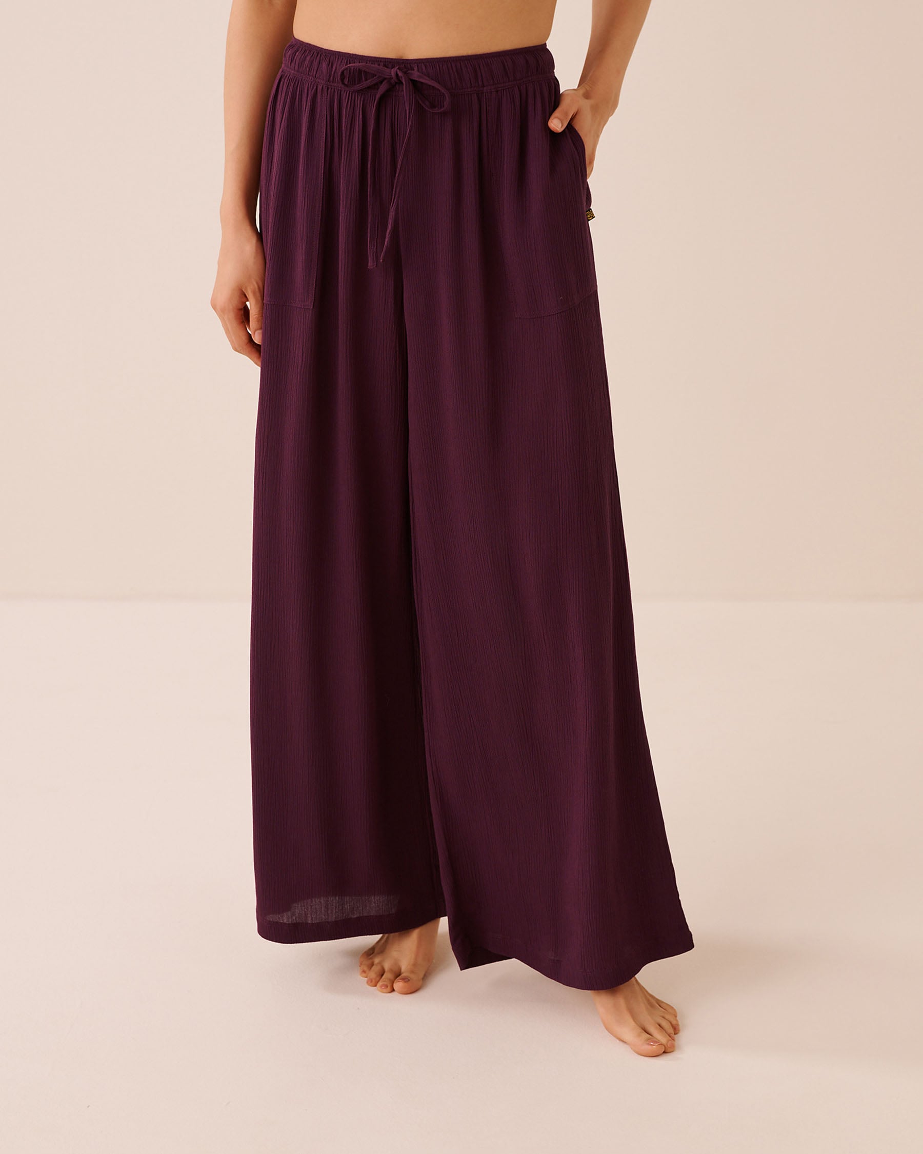 LA VIE EN ROSE AQUA Gauze Pants Burgundy 80200110 - View1