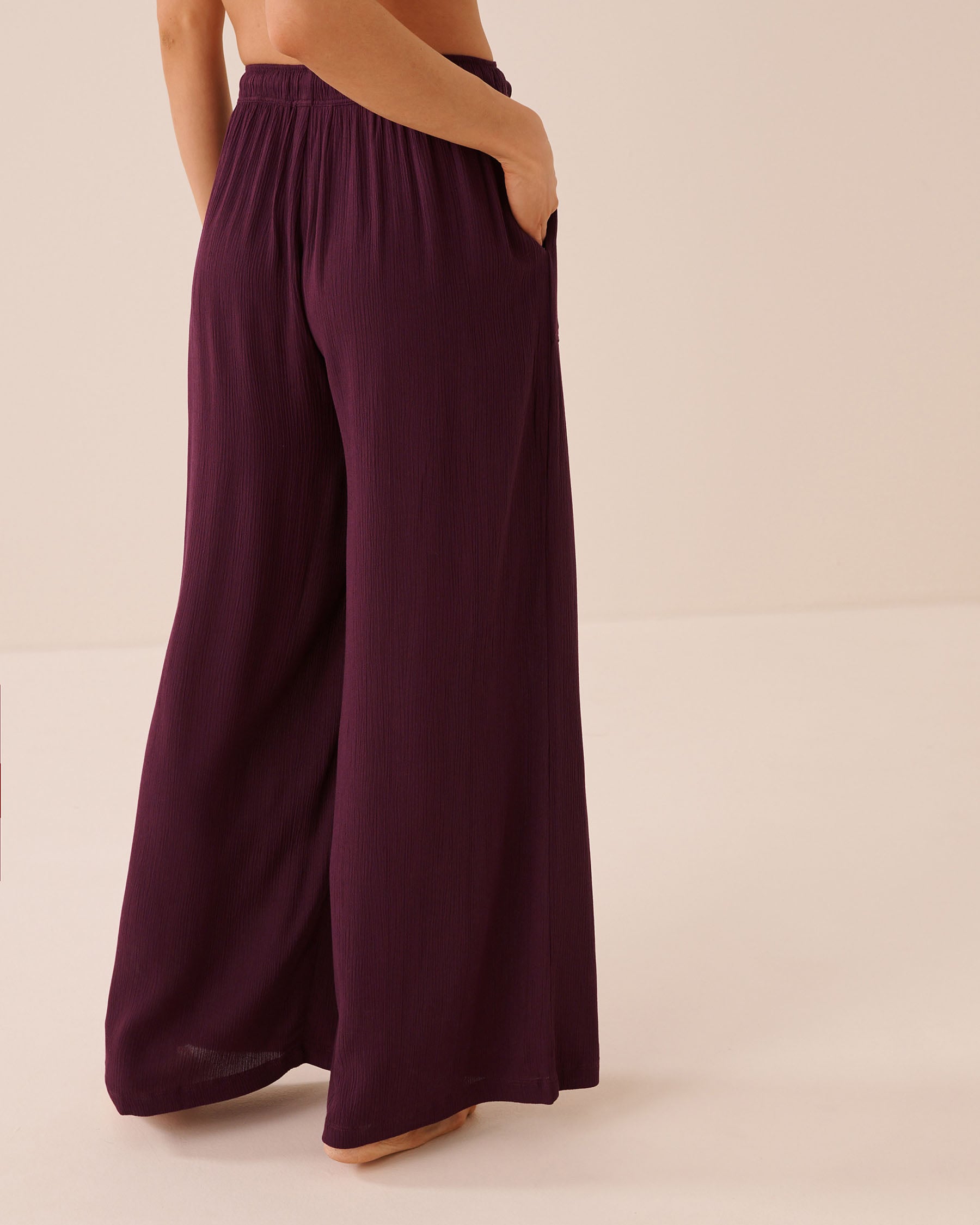 LA VIE EN ROSE AQUA Gauze Pants Burgundy 80200110 - View2