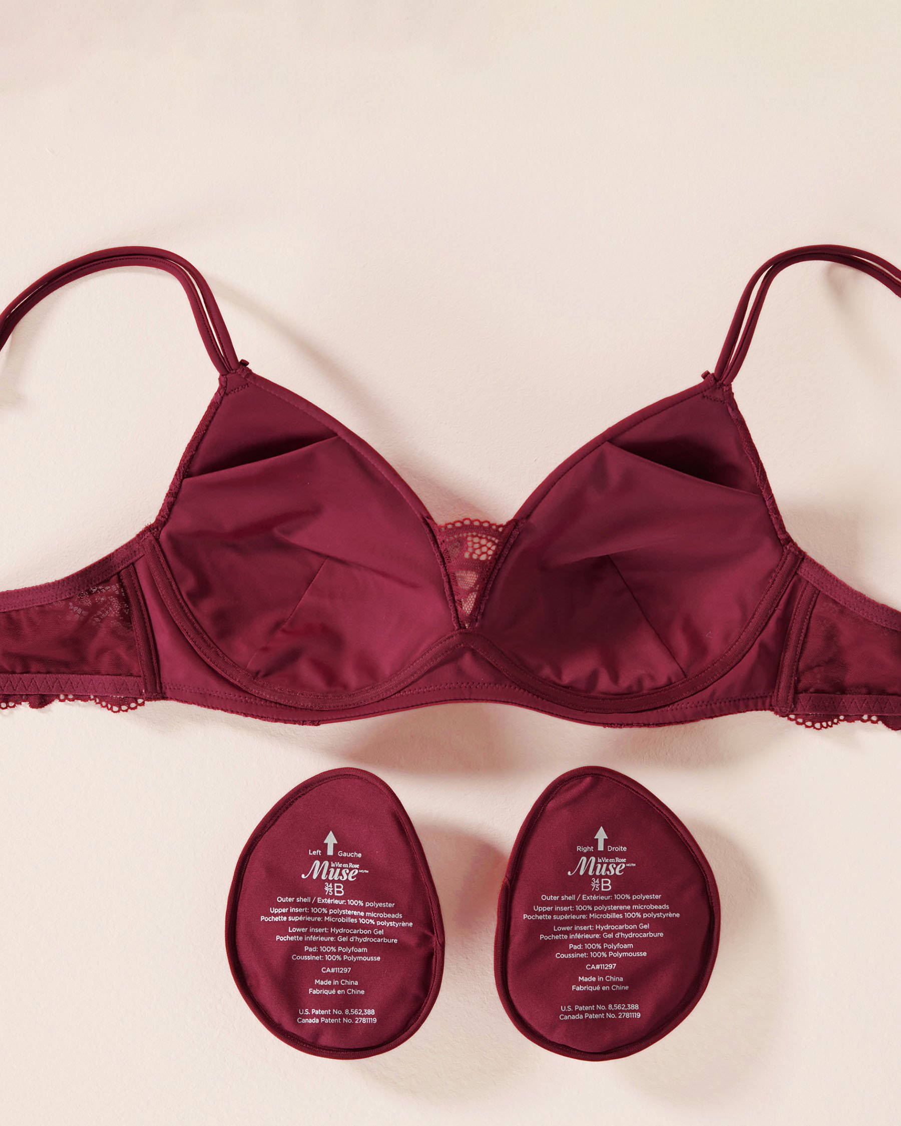 LA VIE EN ROSE Lightly Lined Wireless Mastectomy Bra Raspberry Red 10200641 - View2