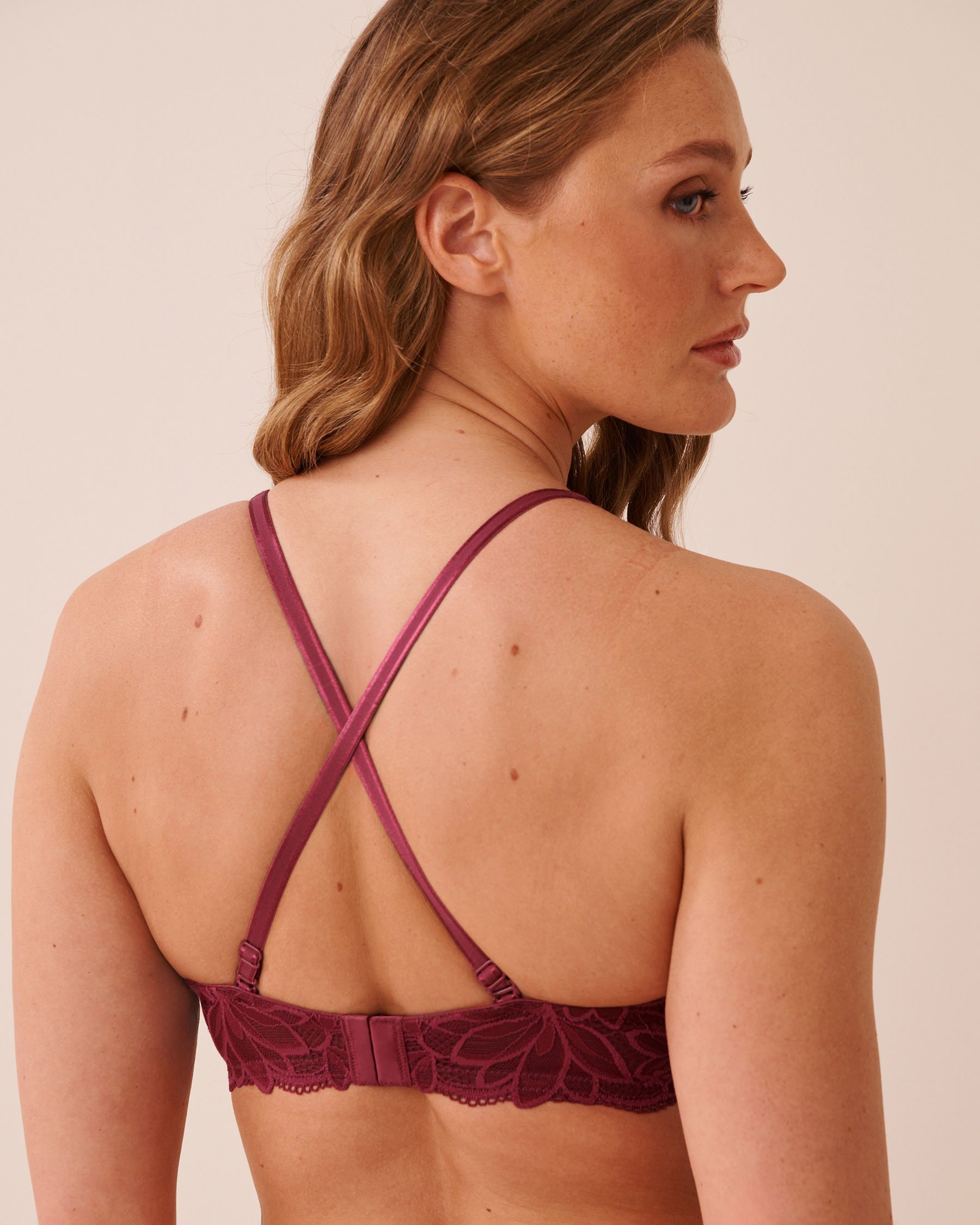 LA VIE EN ROSE Soutien-gorge push-up sans bretelles convertible demi-buste Rouge framboise 10300262 - View8