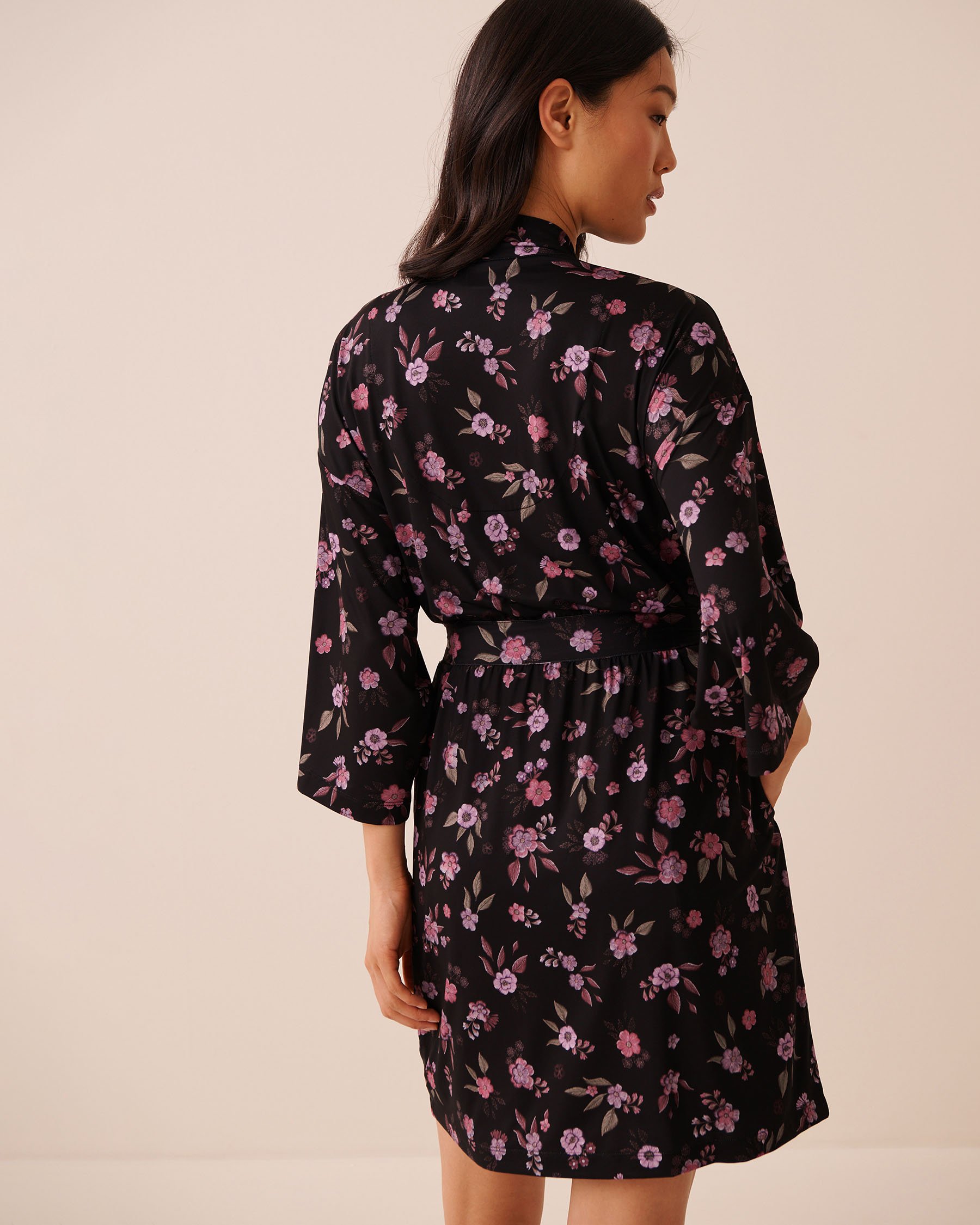 LA VIE EN ROSE Kimono imprimé fleuri Noir/Fleurs 60600127 - View2