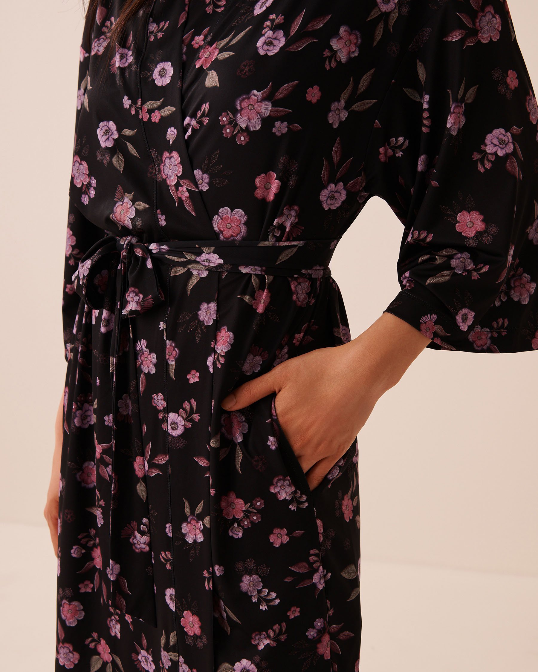 LA VIE EN ROSE Kimono imprimé fleuri Noir/Fleurs 60600127 - View3