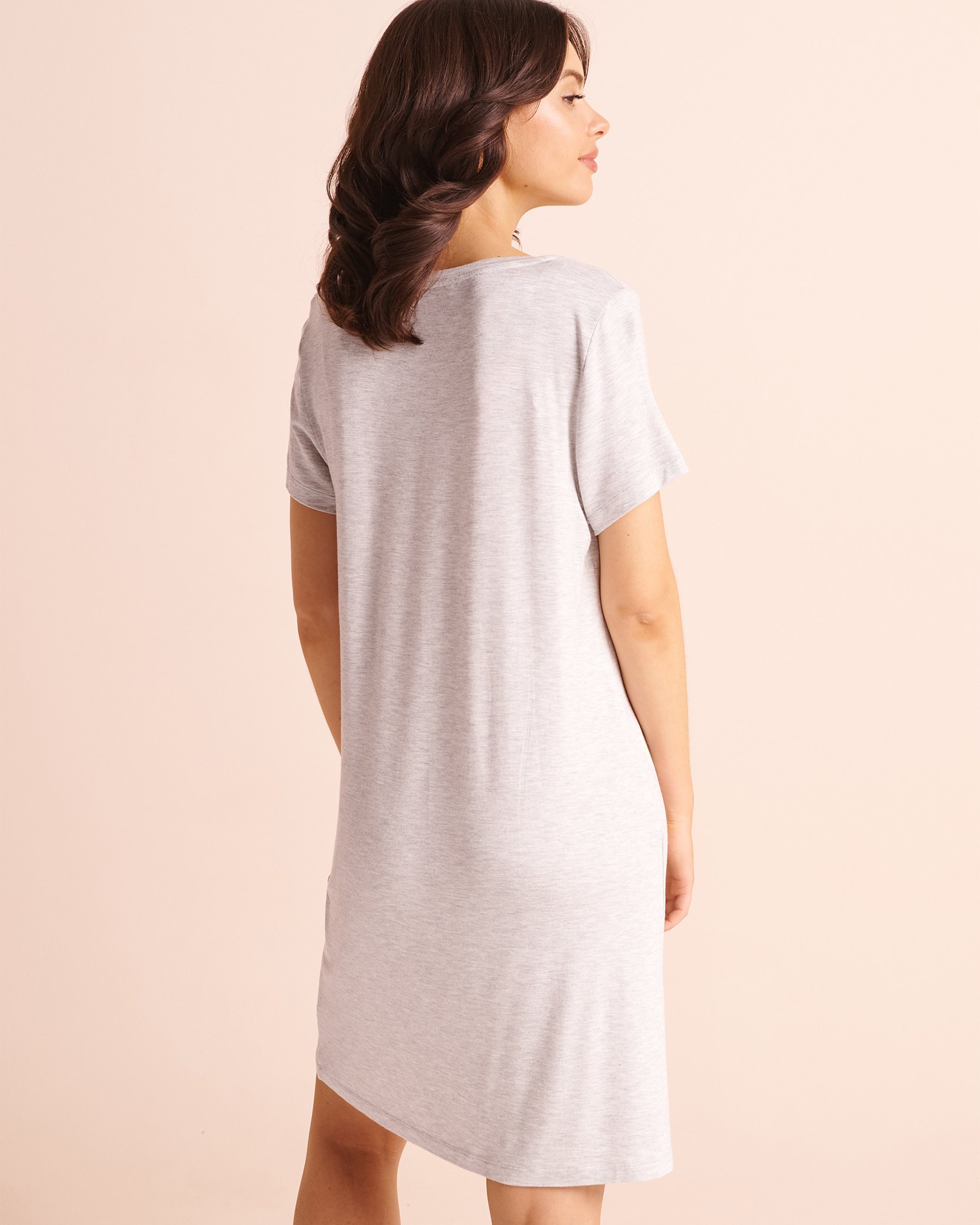 LA VIE EN ROSE Chemise de nuit manches courtes en jersey doux imprimé mouton Gris/Mouton 60500260 - View2
