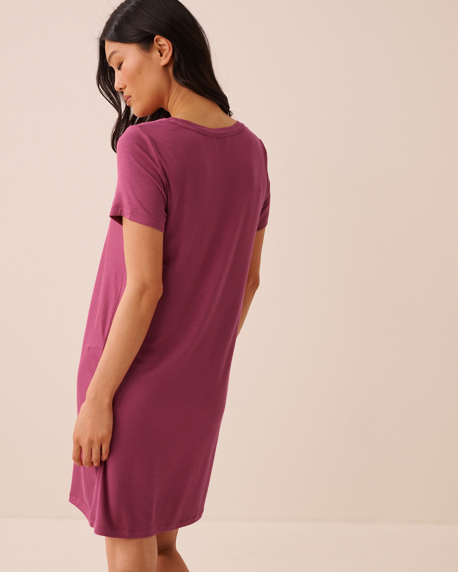 LA VIE EN ROSE Chemise de nuit manches courtes en jersey doux imprimé Cozy Magenta/Cozy 60500260 - View2
