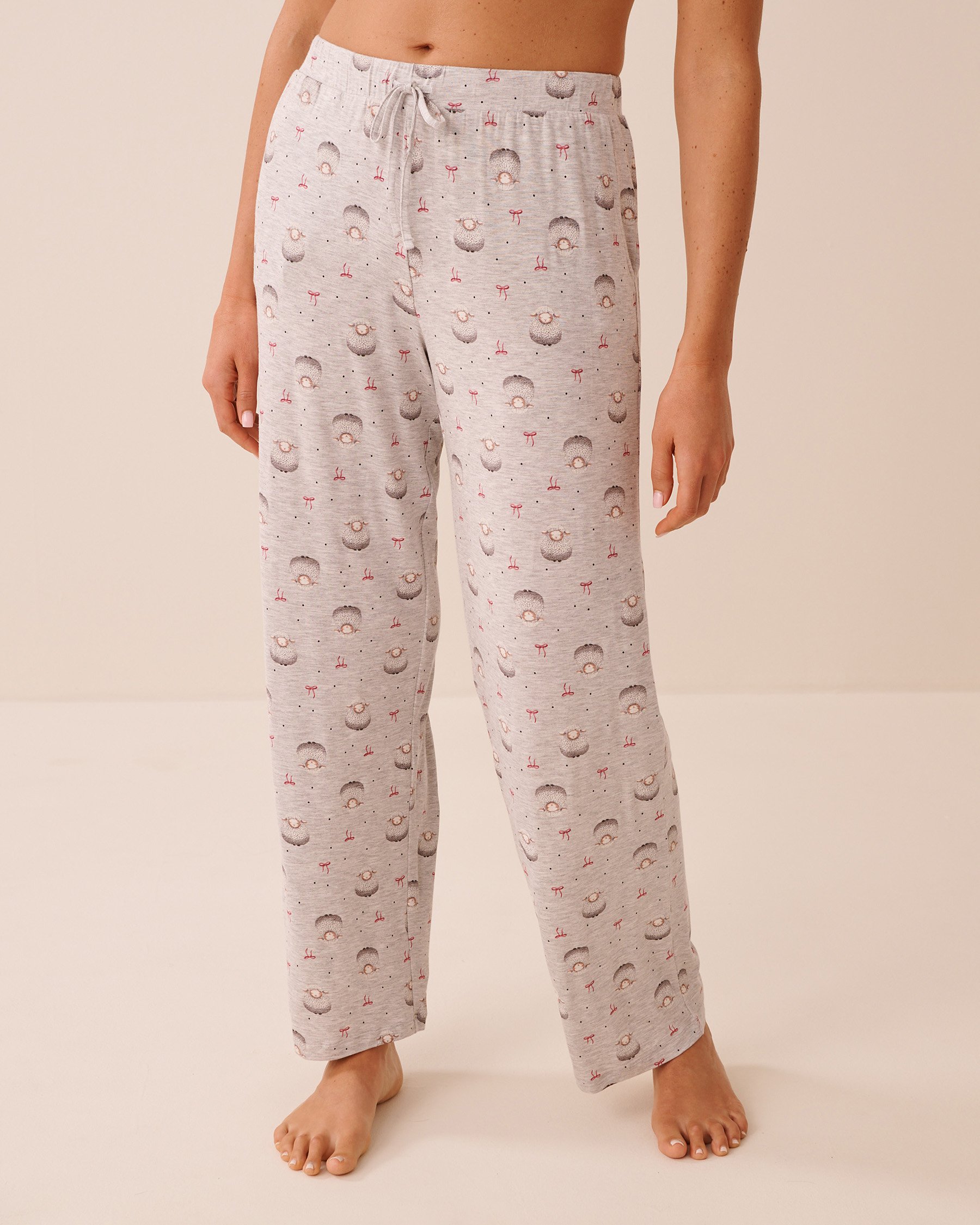 LA VIE EN ROSE Pantalon de pyjama en jersey doux imprimé moutons Gris/Moutons 60200209 - View1