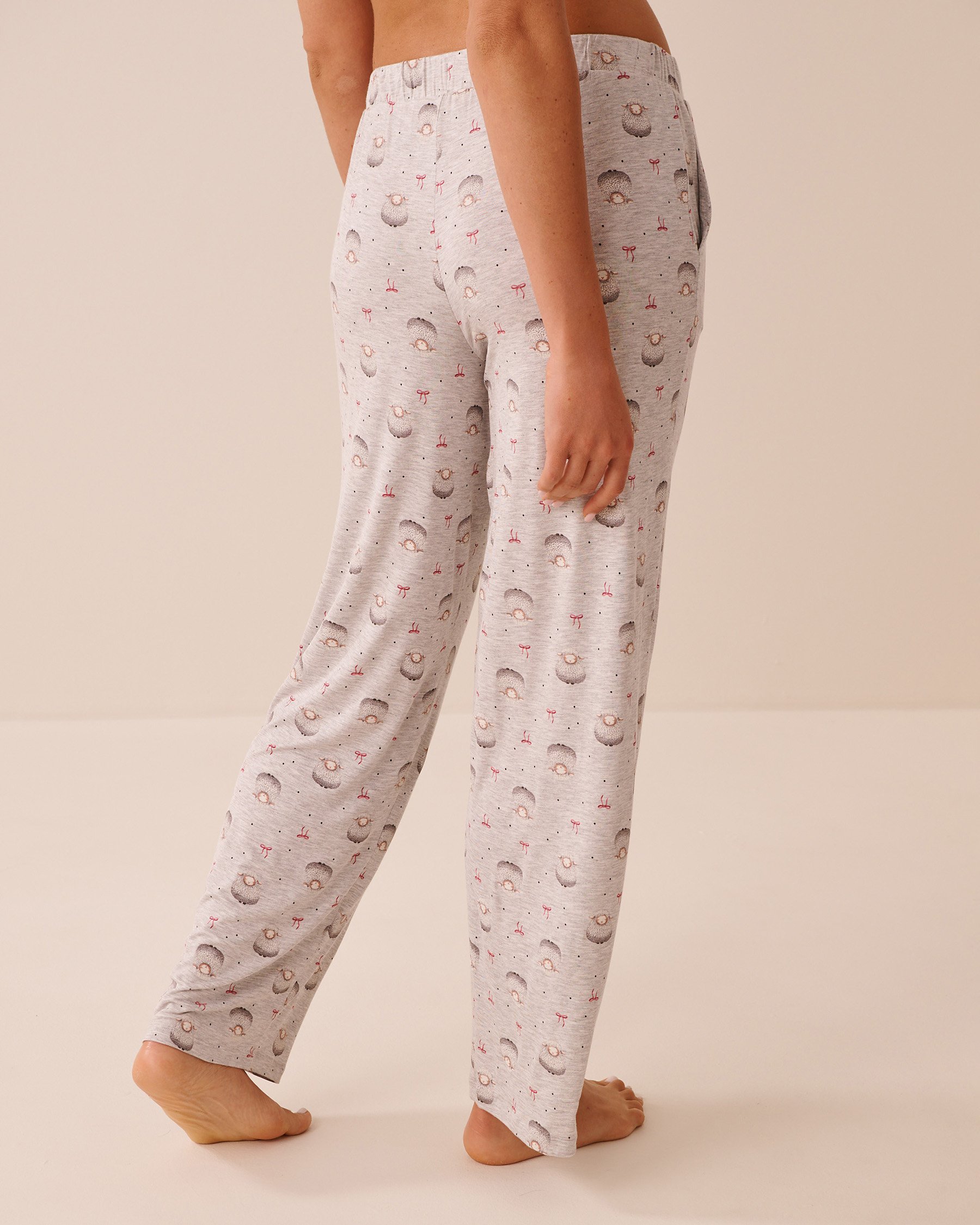 LA VIE EN ROSE Pantalon de pyjama en jersey doux imprimé moutons Gris/Moutons 60200209 - View2