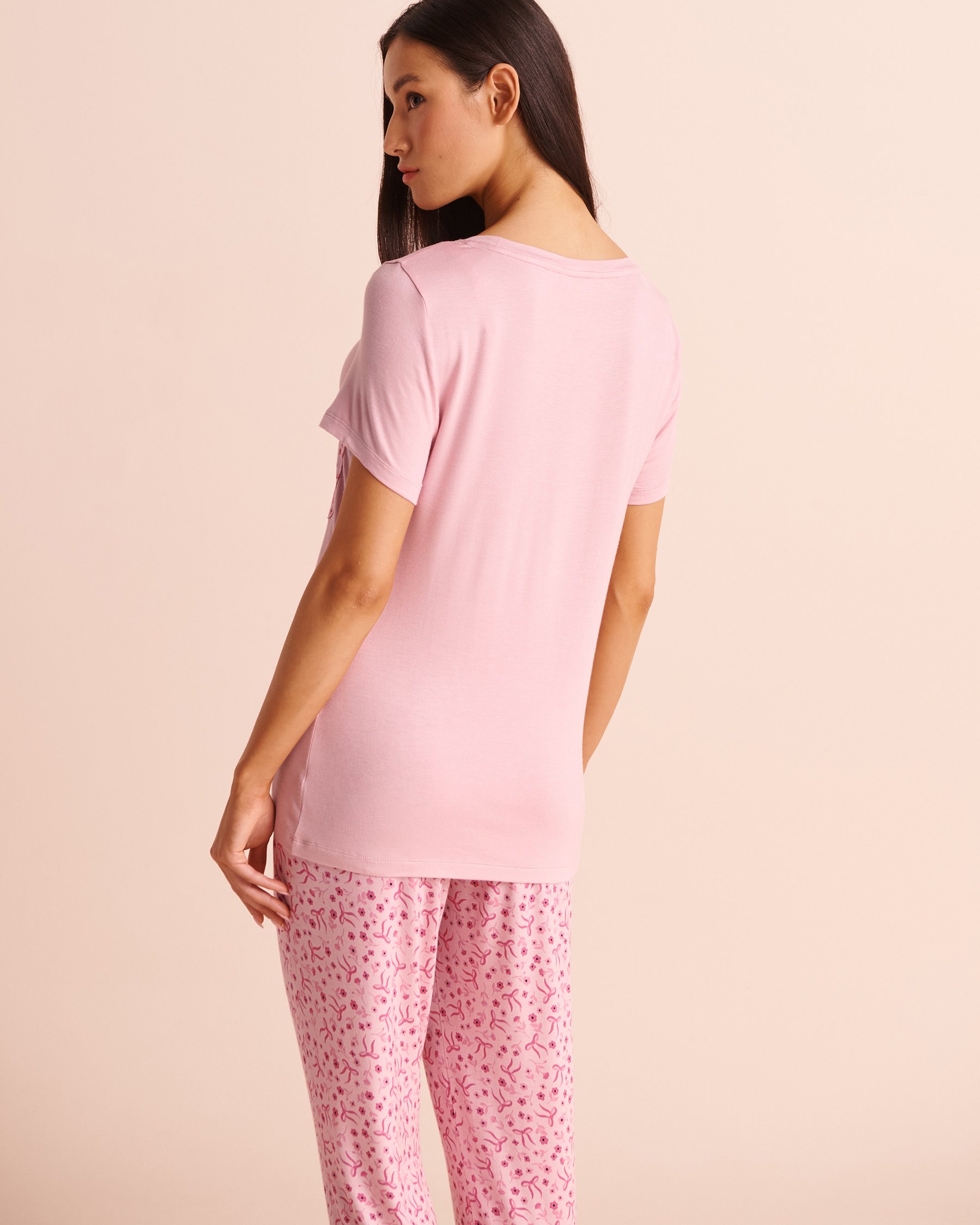 LA VIE EN ROSE Floral & Bow Print Soft Jersey Short Sleeve T-shirt Pink/Floral/Bow 60100212 - View2