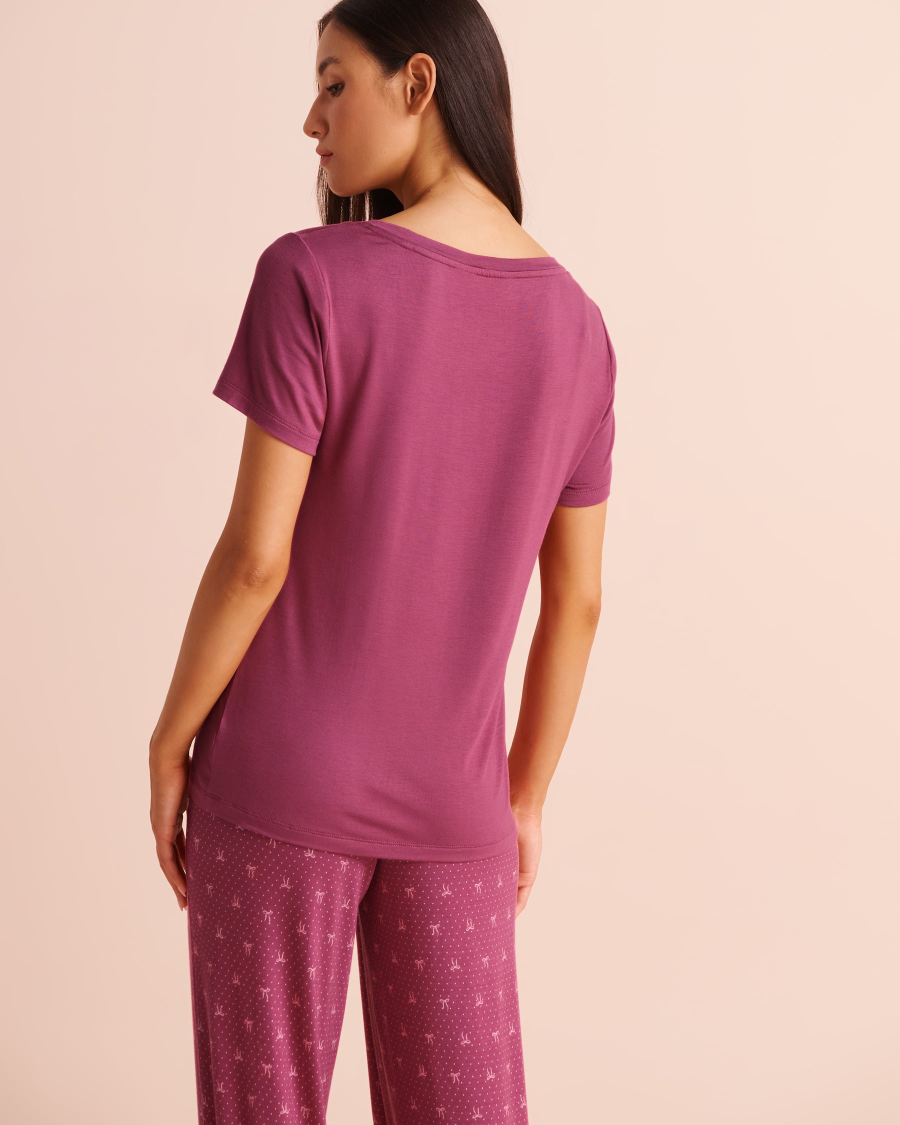 LA VIE EN ROSE Polka Dot & Bow Print Soft Jersey Short Sleeve T-shirt Magenta/Polka Dot/Bow 60100212 - View2