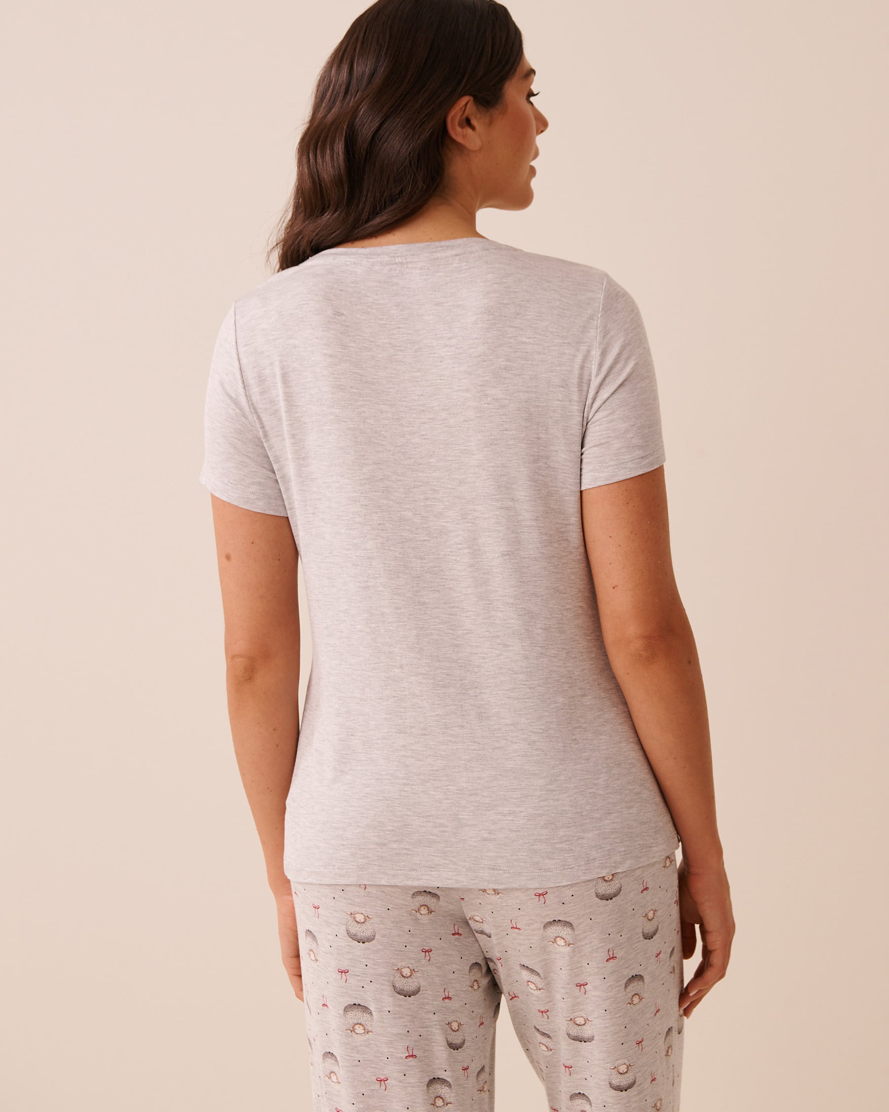 LA VIE EN ROSE Cozy Print Soft Jersey Short Sleeve T-shirt Grey/Cozy 60100212 - View2