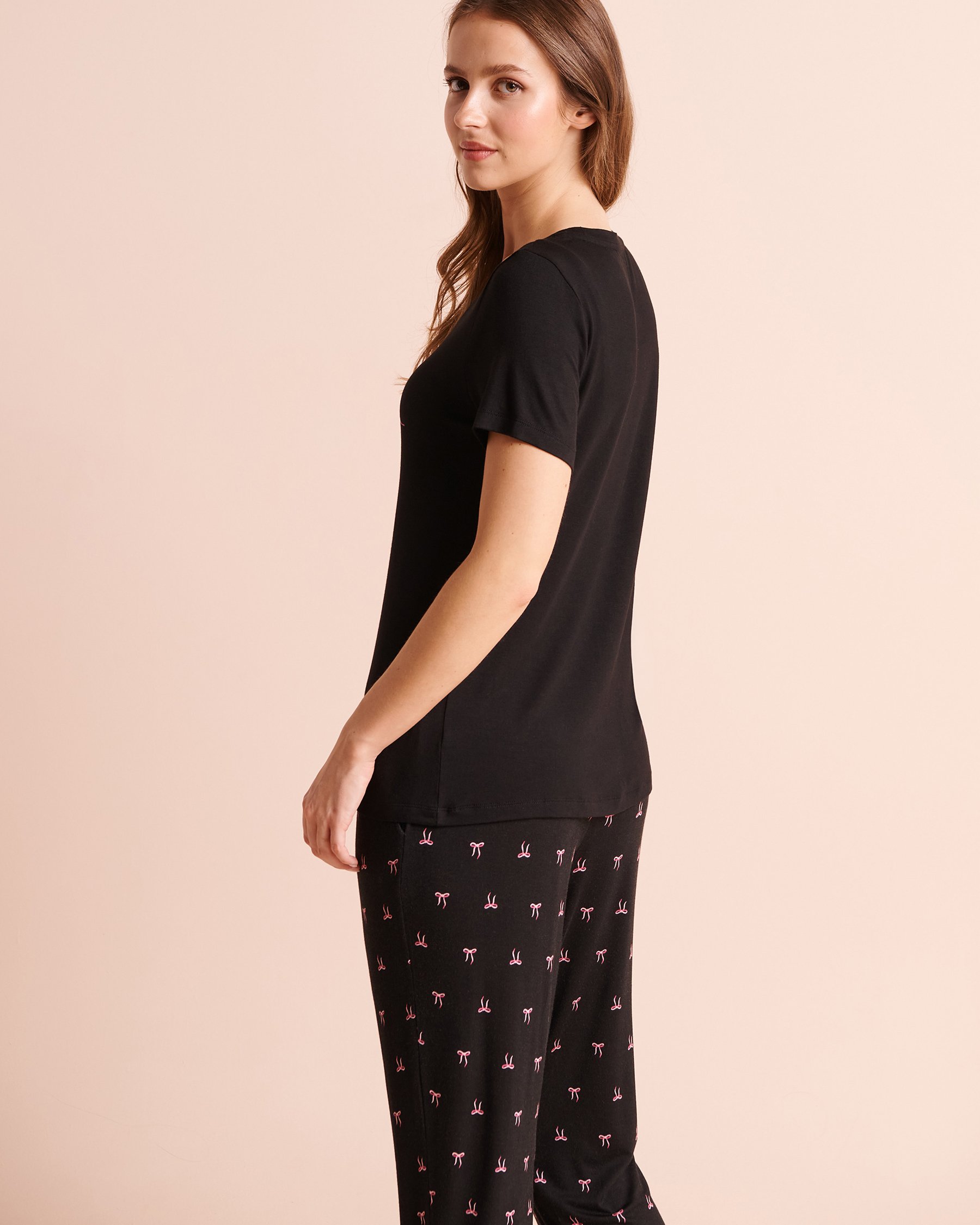 LA VIE EN ROSE T-shirt manches courtes en jersey doux imprimé Let's Stay Cozy Noir/Let's Stay Cozy 60100212 - View2