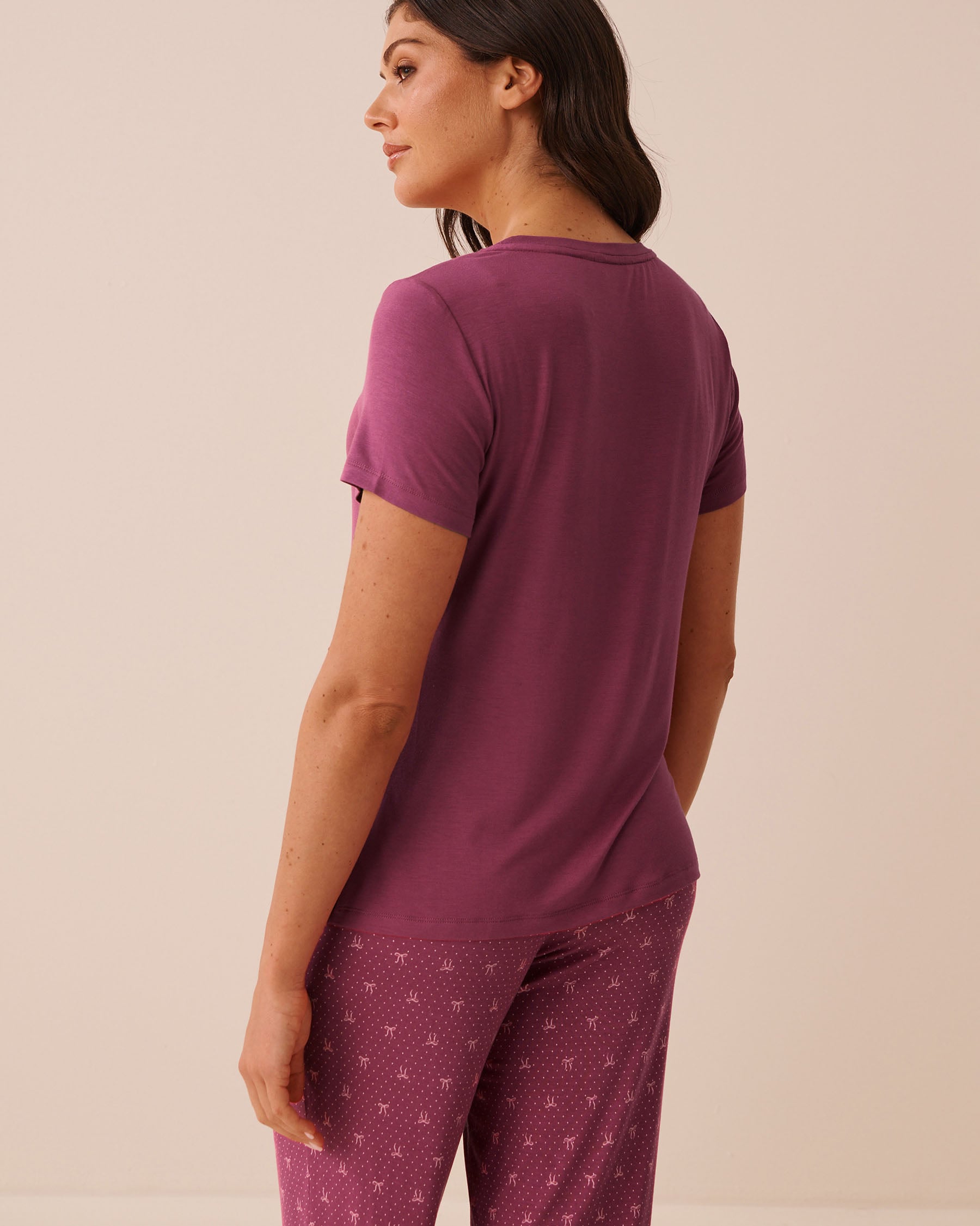 LA VIE EN ROSE Sheep Print Soft Jersey Short Sleeve T-shirt Magenta/Sheep 60100212 - View2