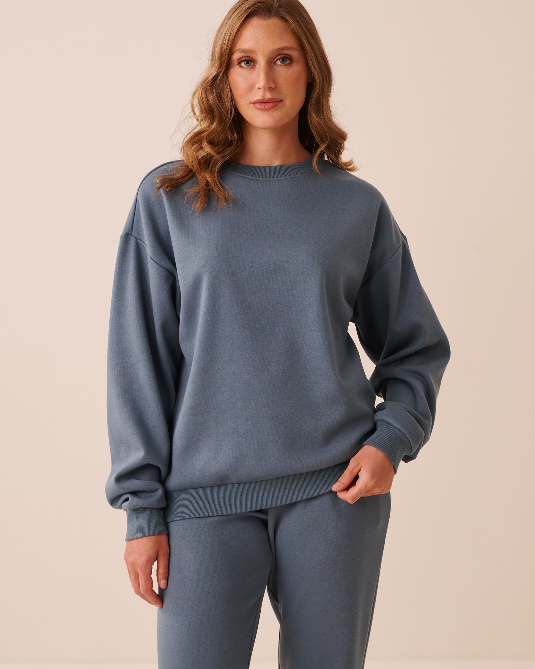LA VIE EN ROSE Chandail manches longues en molleton brossé Bleu denim 50100145 - Voir1