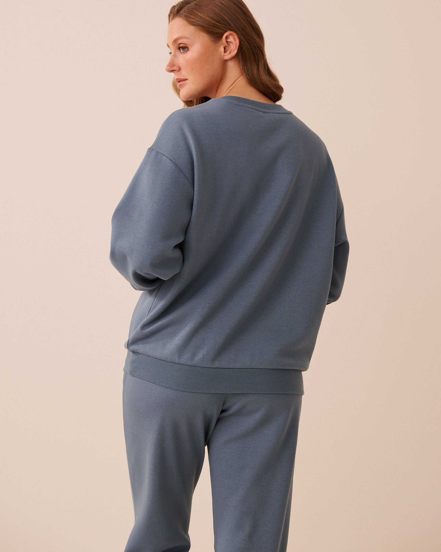LA VIE EN ROSE Chandail manches longues en molleton brossé Bleu denim 50100145 - Voir2