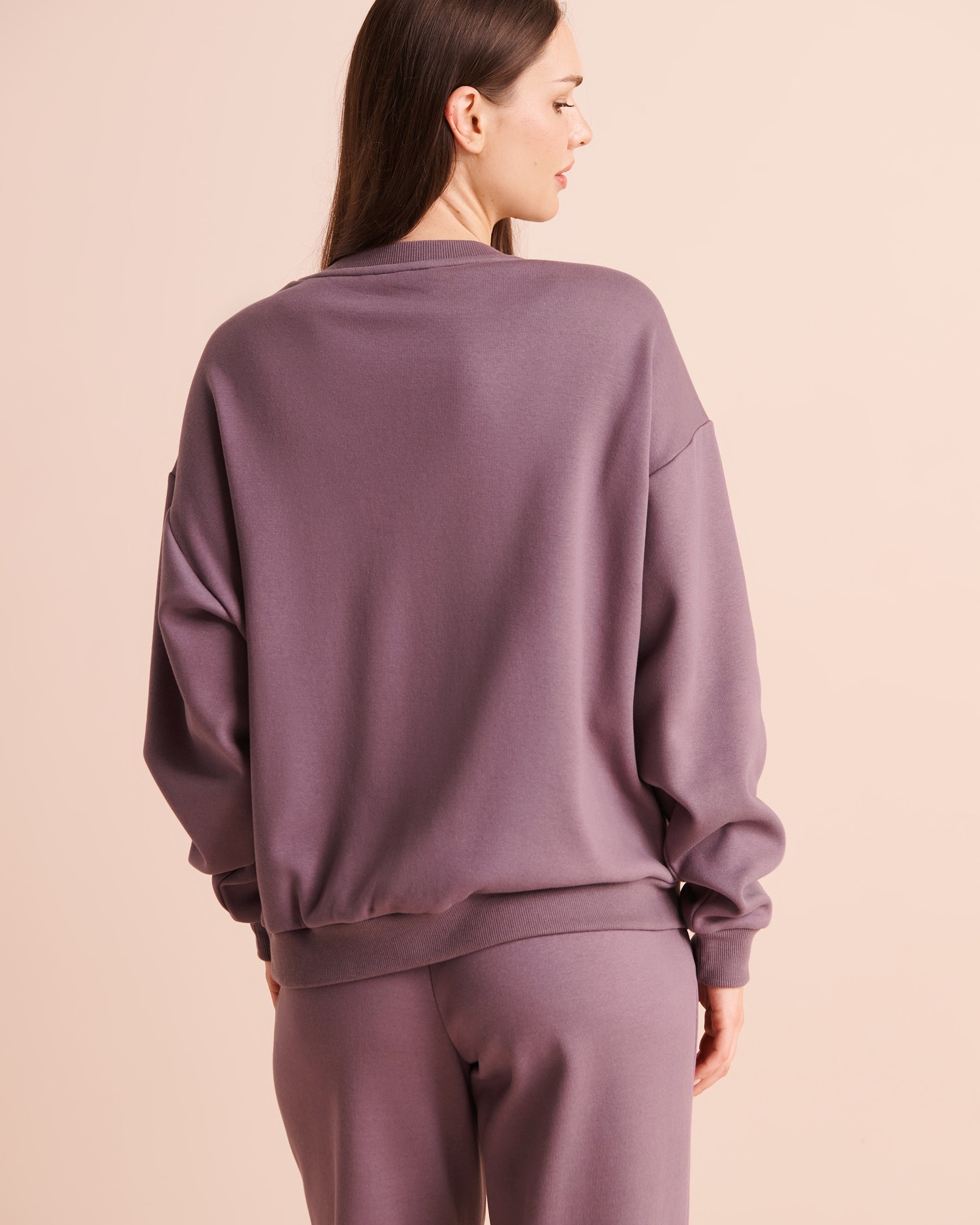 LA VIE EN ROSE Chandail manches longues en molleton brossé Prune 50100145 - Voir2