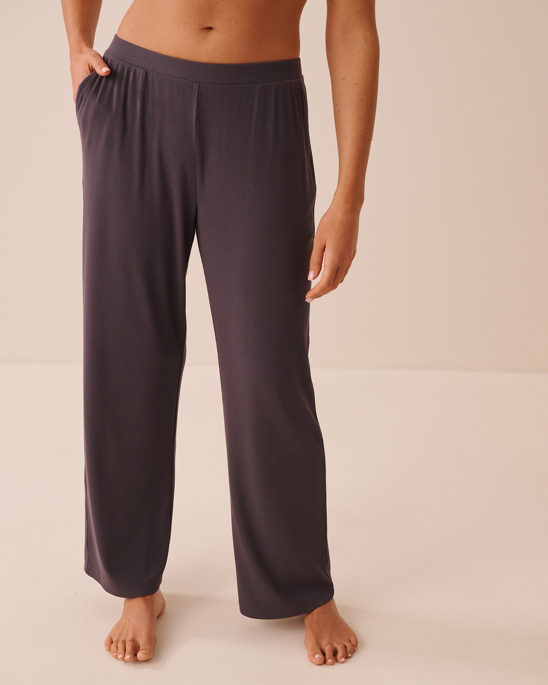 LA VIE EN ROSE Ribbed Modal Pants Anthracite 50200128 - View1