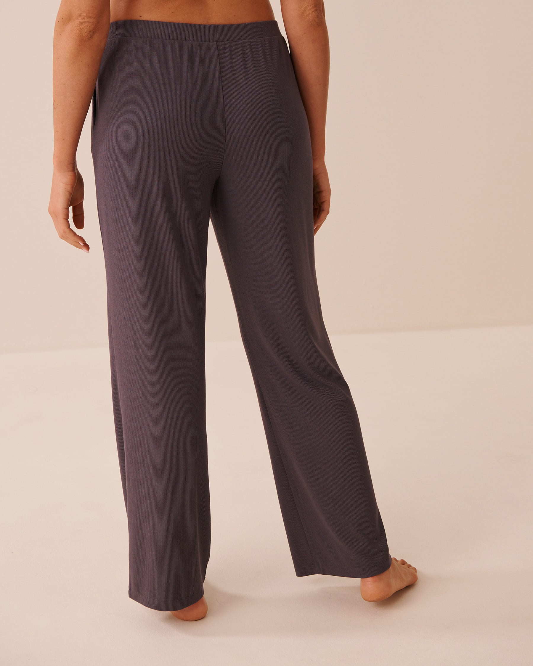 LA VIE EN ROSE Ribbed Modal Pants Anthracite 50200128 - View2