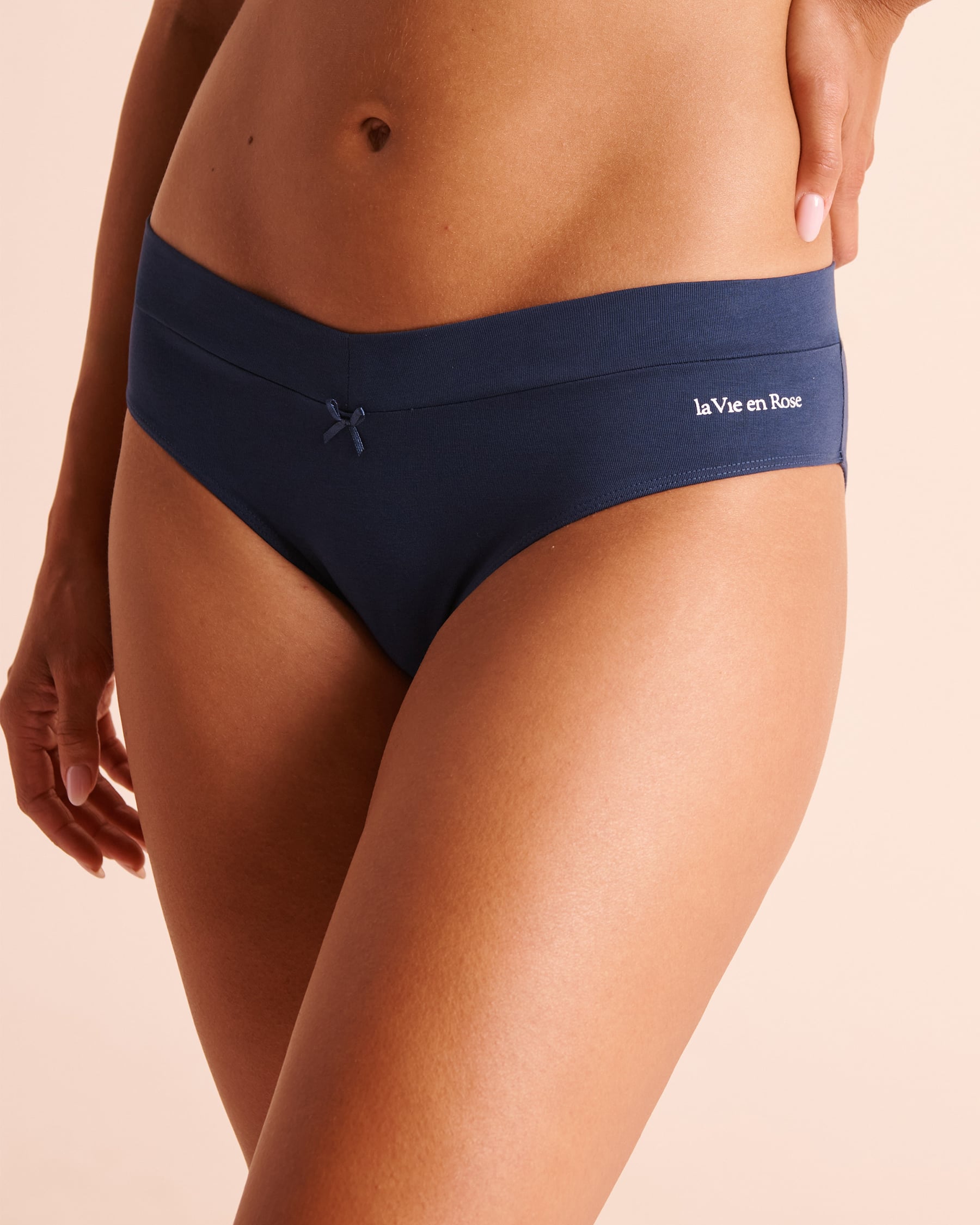 LA VIE EN ROSE Culotte bikini en coton Blue naval 20100834 - View1
