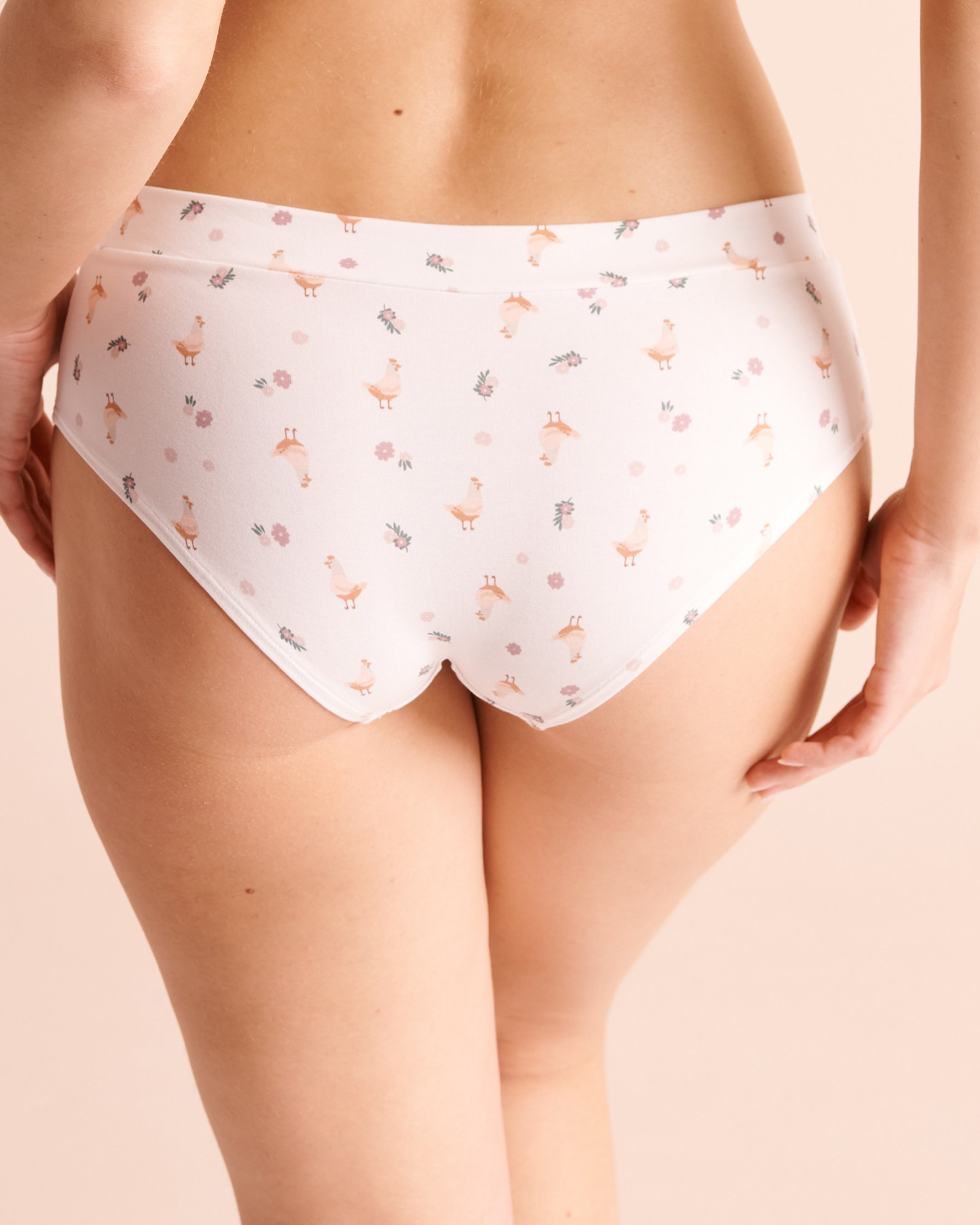 LA VIE EN ROSE Culotte aux hanches en coton Blanc/Poules 20100835 - View2