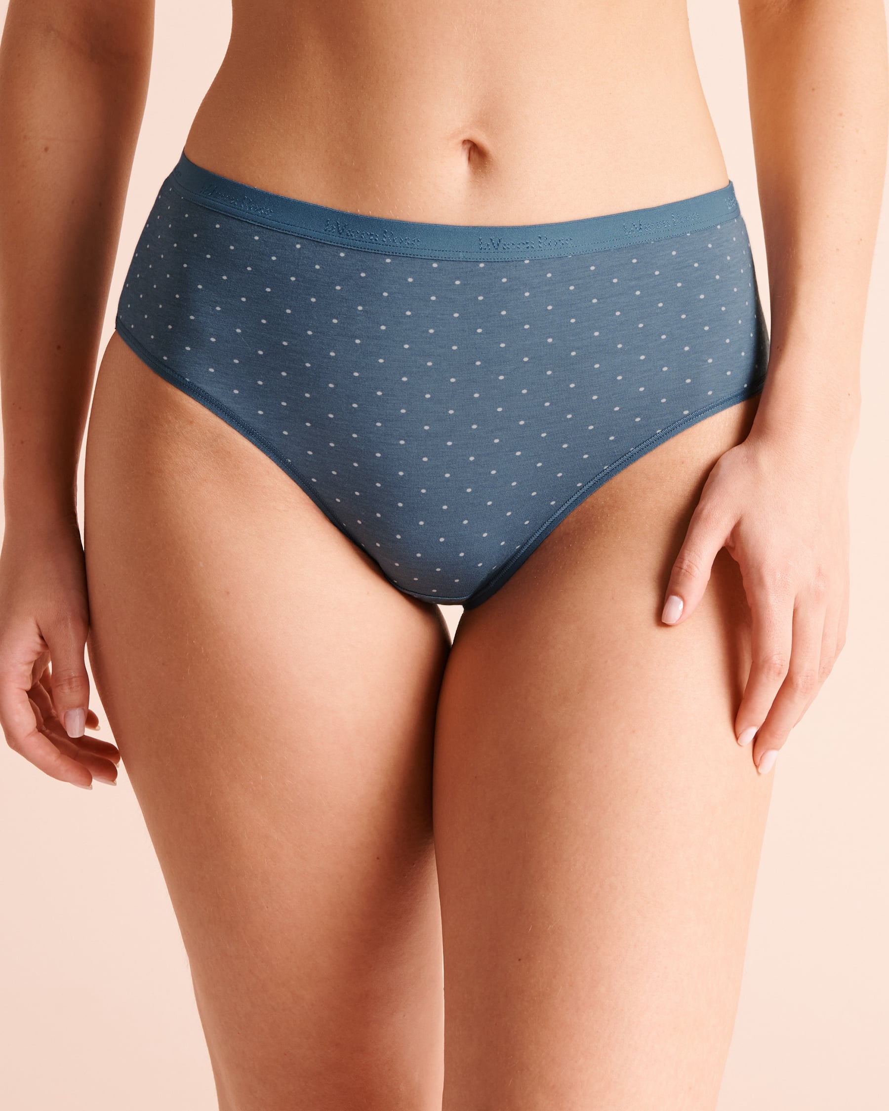 LA VIE EN ROSE Cotton High Waist Bikini Panty Blue Polka Dot 20100831 - View1