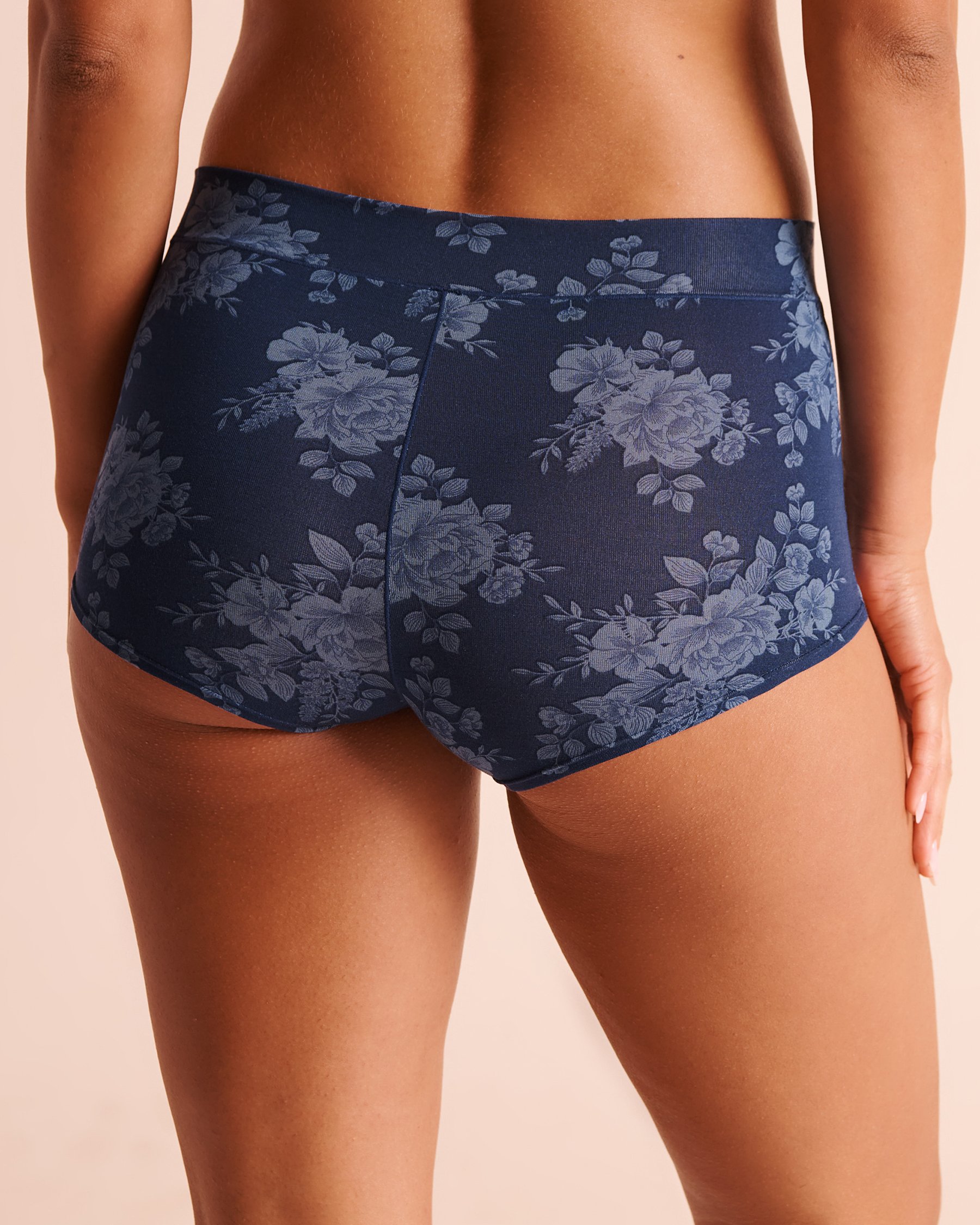LA VIE EN ROSE Culotte aux hanches taille haute en modal Bleu/Fleurs 20200861 - Voir2