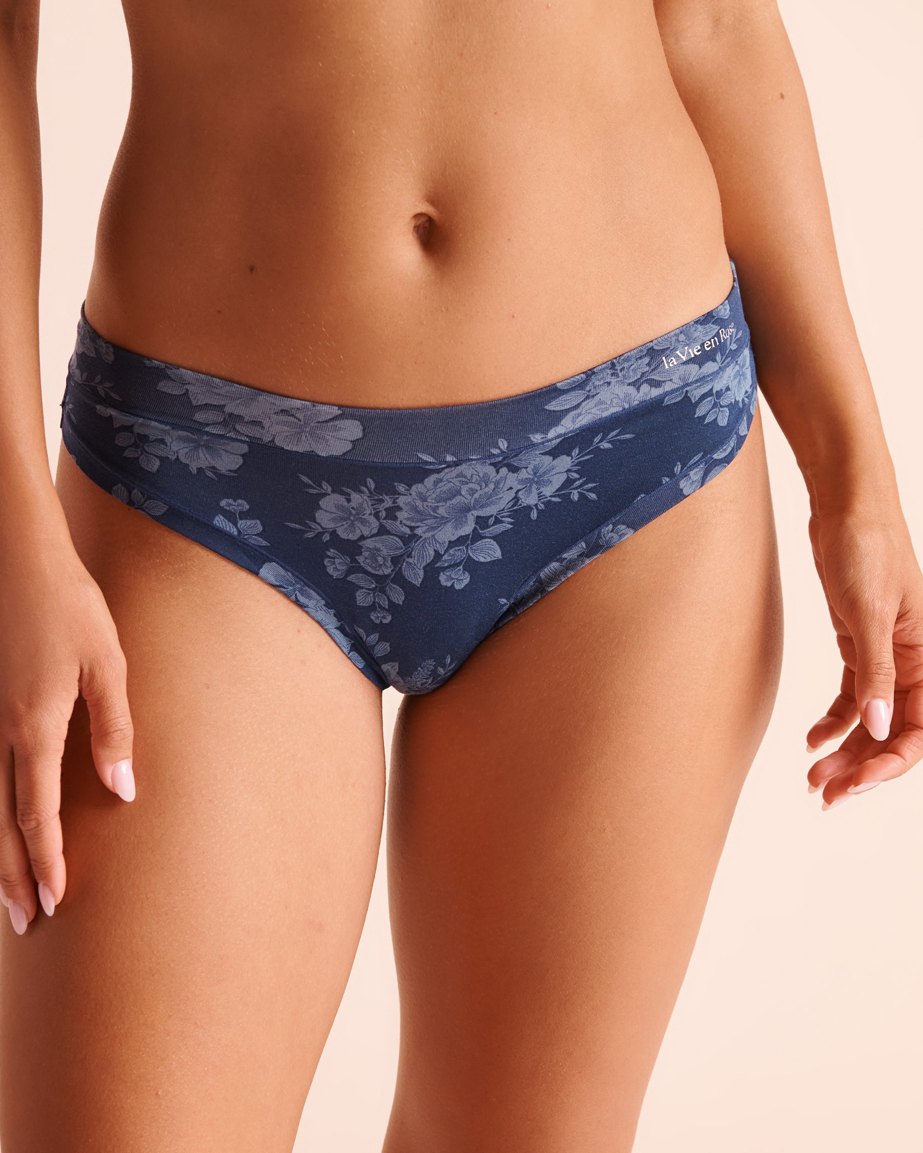 LA VIE EN ROSE Culotte tanga modal Bleu/Fleurs 20200859 - View1