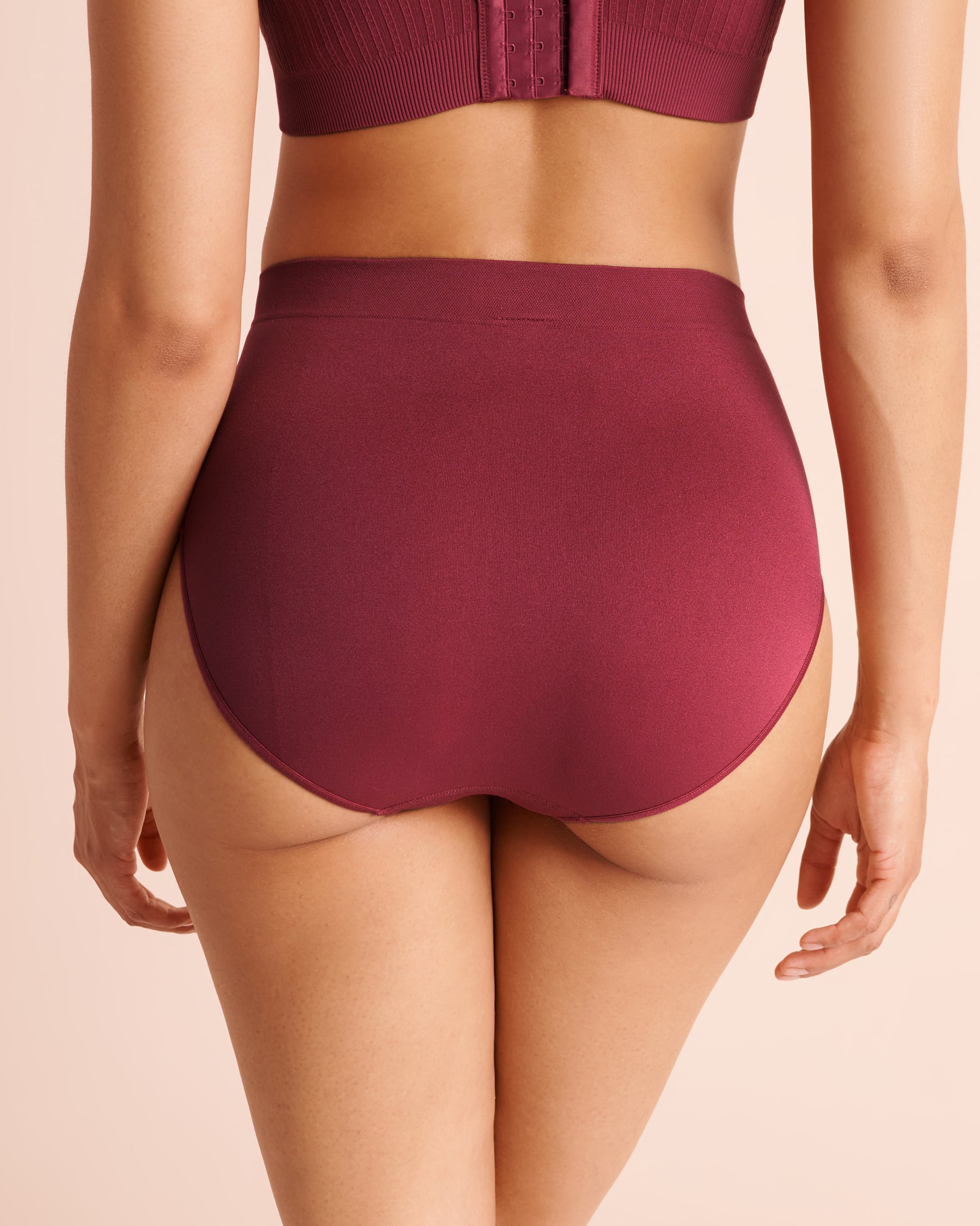 LA VIE EN ROSE Culotte bikini taille haute en tissu sans coutures Rouge framboise 20200873 - Voir2