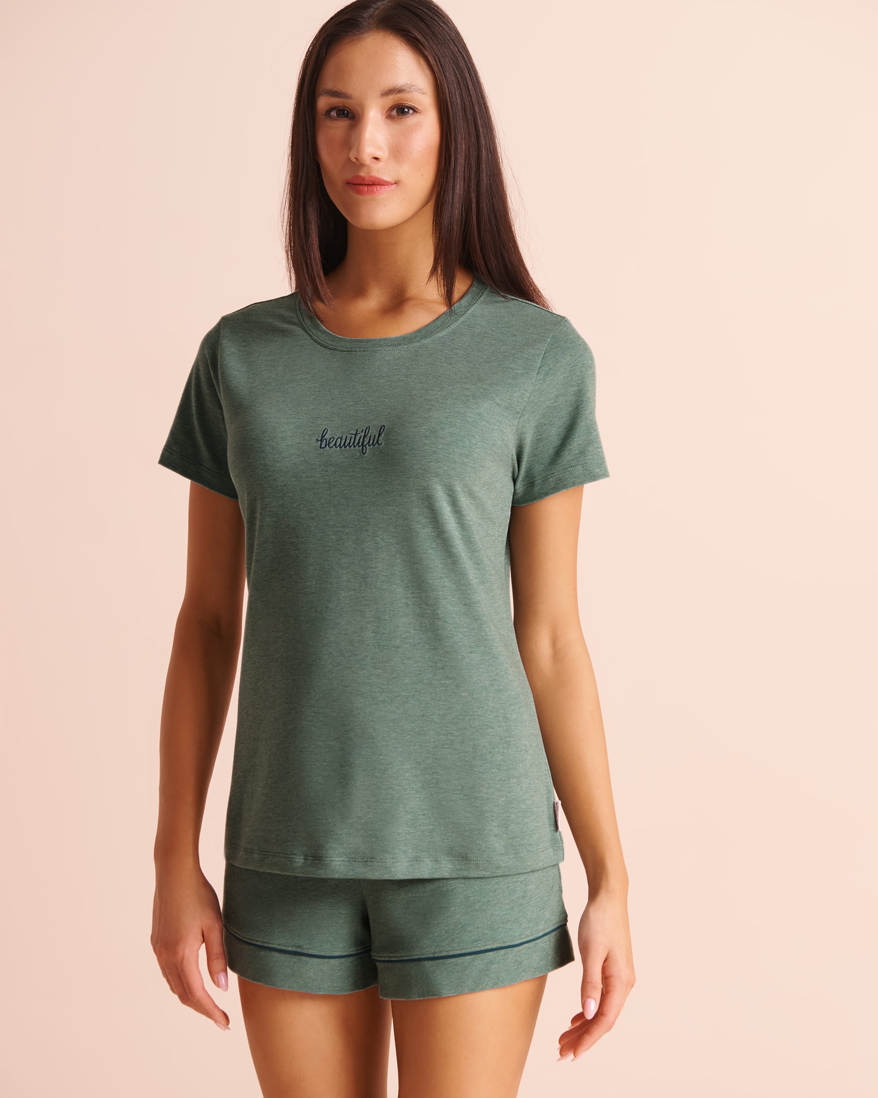 LA VIE EN ROSE T-shirt manches courtes en coton Vert écume 40100893 - View1