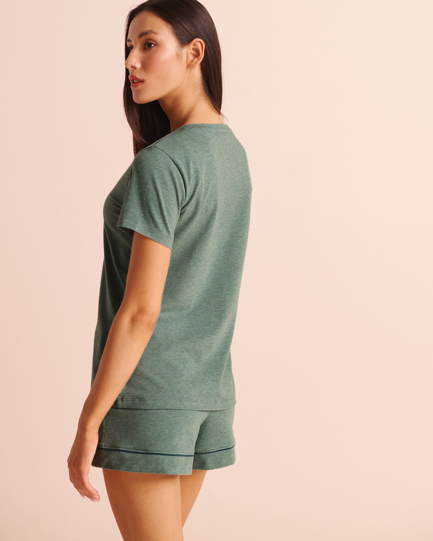 LA VIE EN ROSE T-shirt manches courtes en coton Vert écume 40100893 - View2