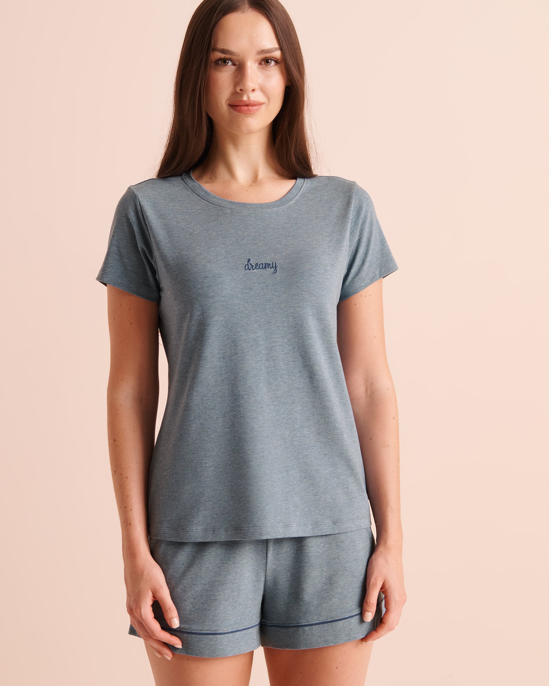 LA VIE EN ROSE Cotton Short Sleeve T-shirt Denim Blue 40100893 - View1