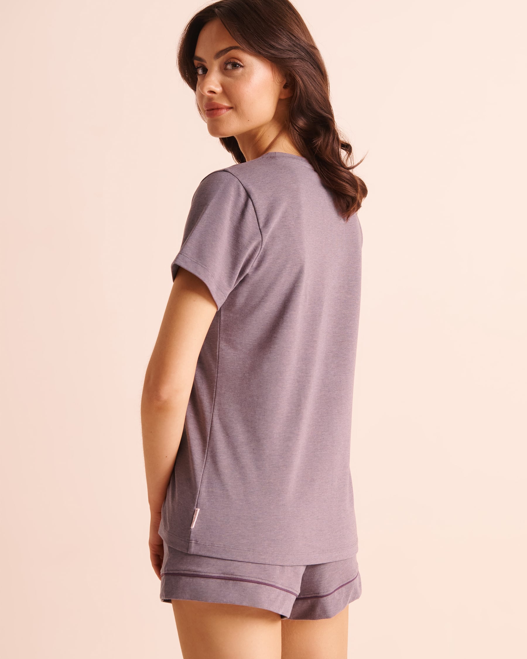 LA VIE EN ROSE Cotton Short Sleeve T-shirt Dusty Plum 40100893 - View2
