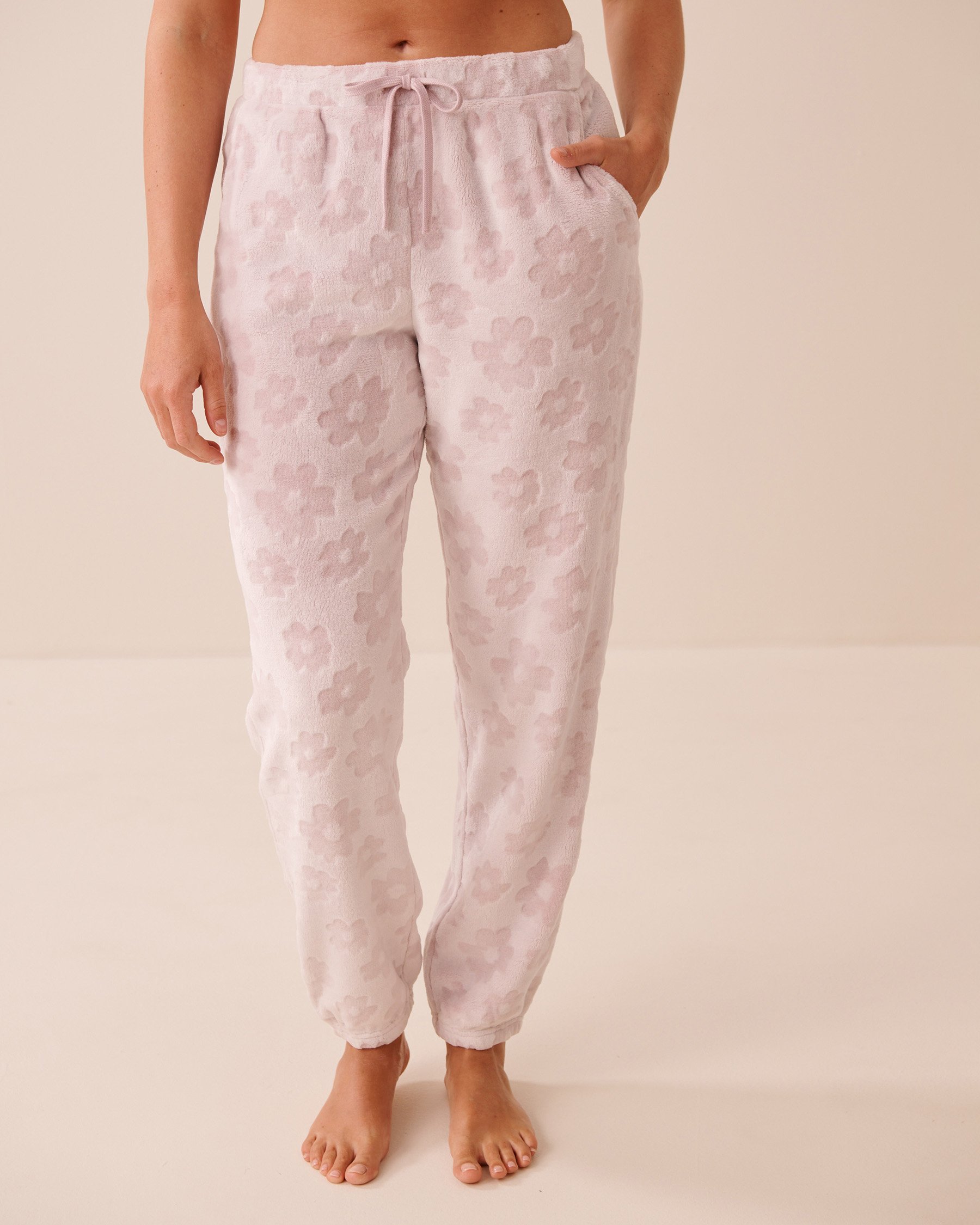 LA VIE EN ROSE Floral Print Soft Plush Pajama Set Purple Flowers 40400101 - View4