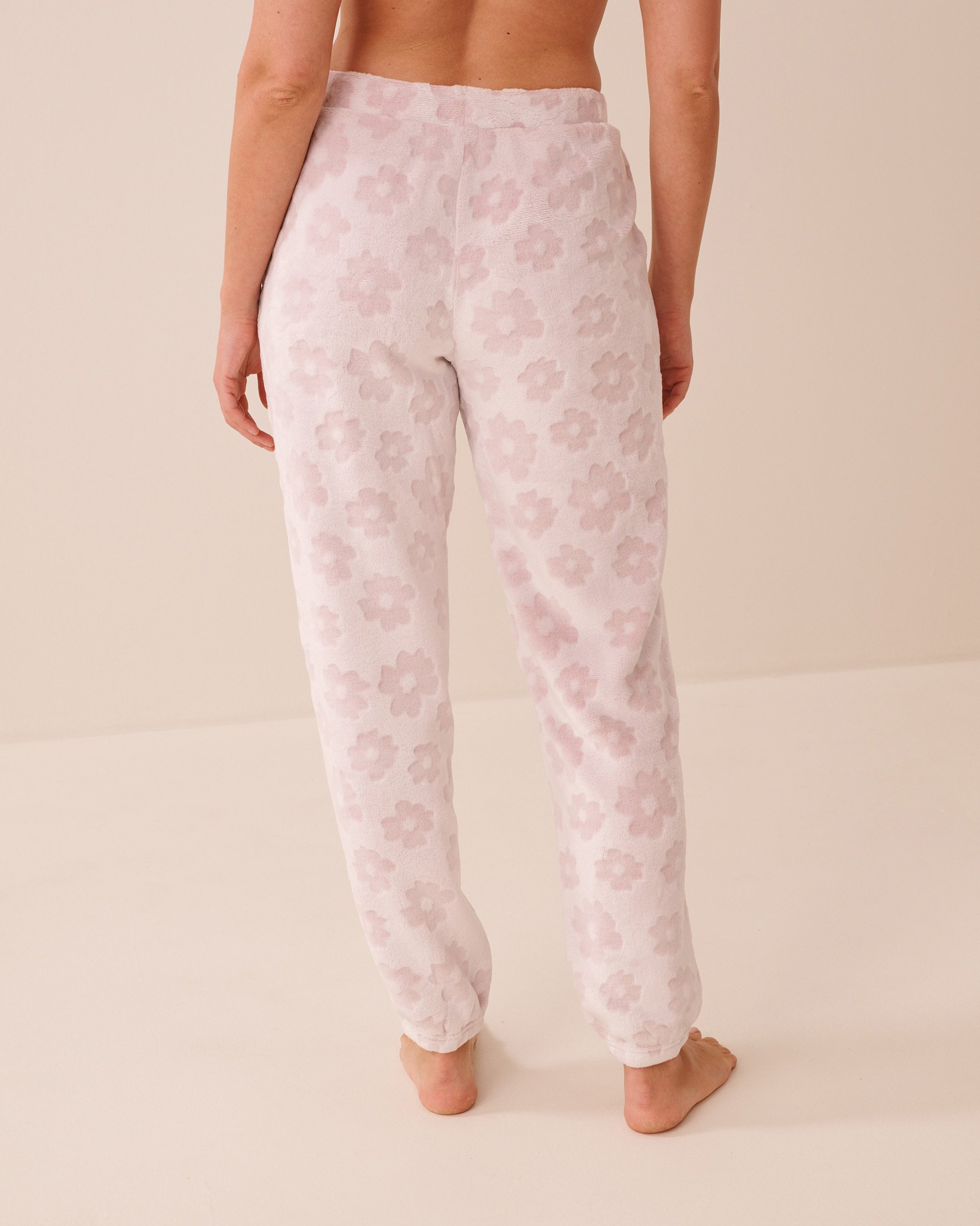 LA VIE EN ROSE Floral Print Soft Plush Pajama Set Purple Flowers 40400101 - View5