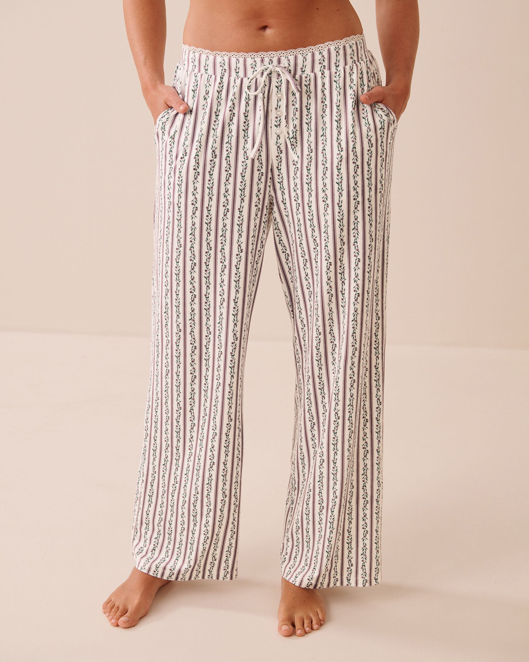 LA VIE EN ROSE Floral Stripe Print Super Soft Pajama Pants Floral Stripe 40200889 - View1