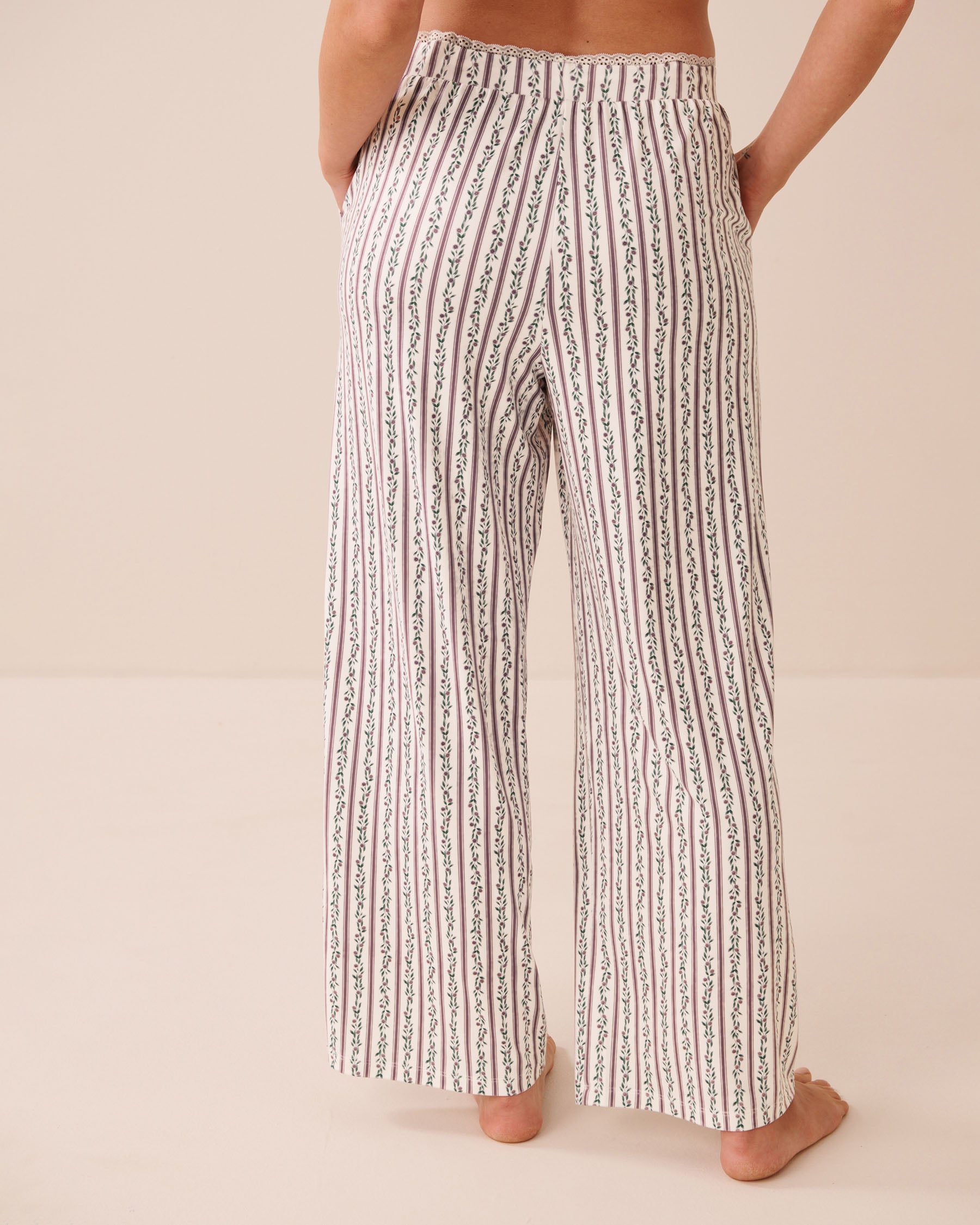 LA VIE EN ROSE Floral Stripe Print Super Soft Pajama Pants Floral Stripe 40200889 - View2