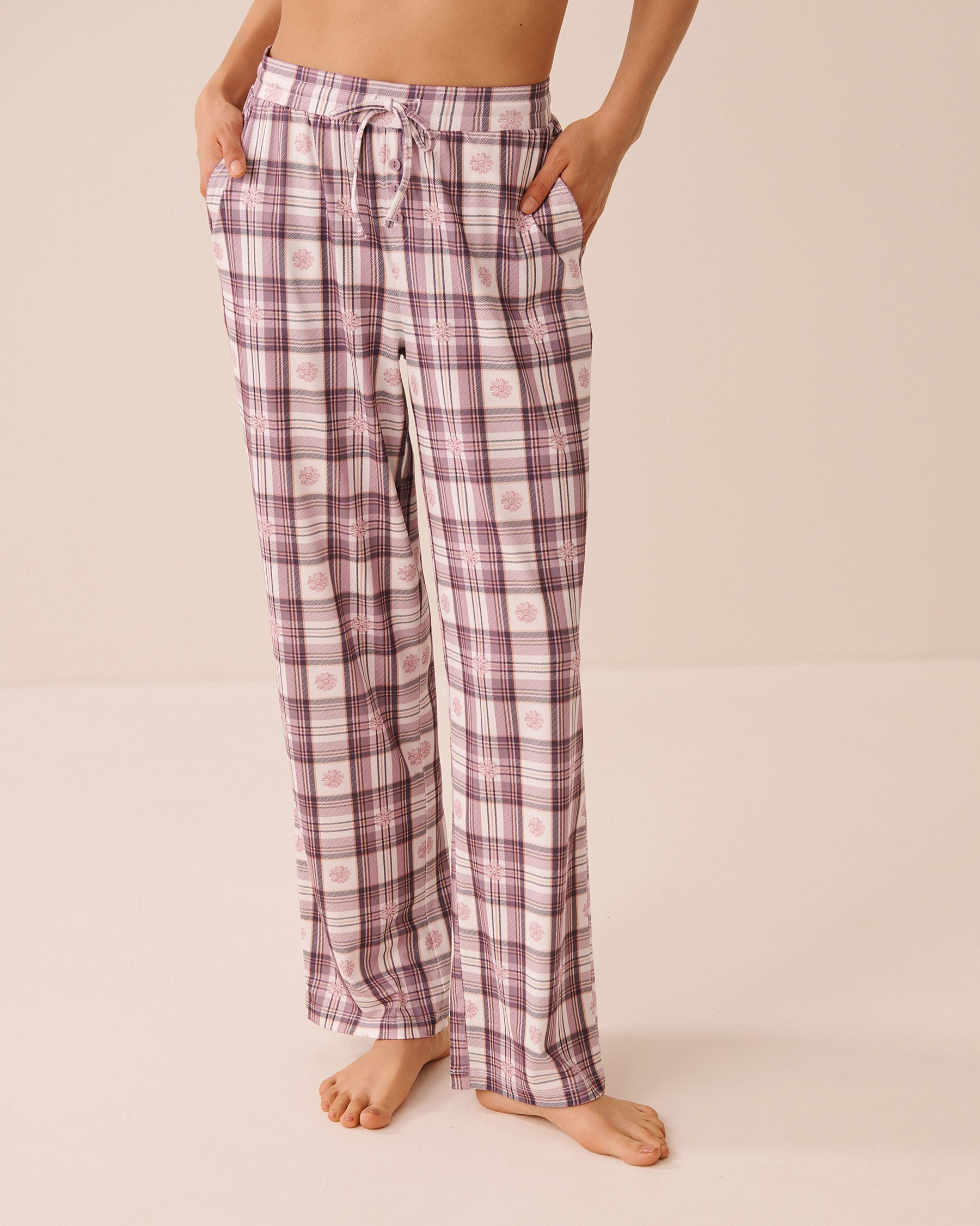 LA VIE EN ROSE Pantalon de pyjama ultra doux carreaux à fleurs Carreaux à fleurs 40200885 - View1