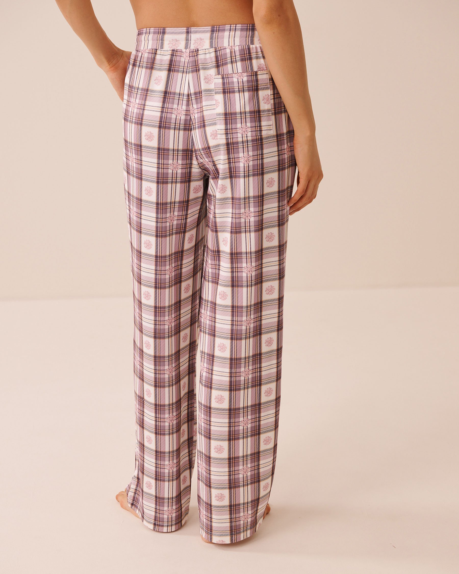 LA VIE EN ROSE Pantalon de pyjama ultra doux carreaux à fleurs Carreaux à fleurs 40200885 - View2