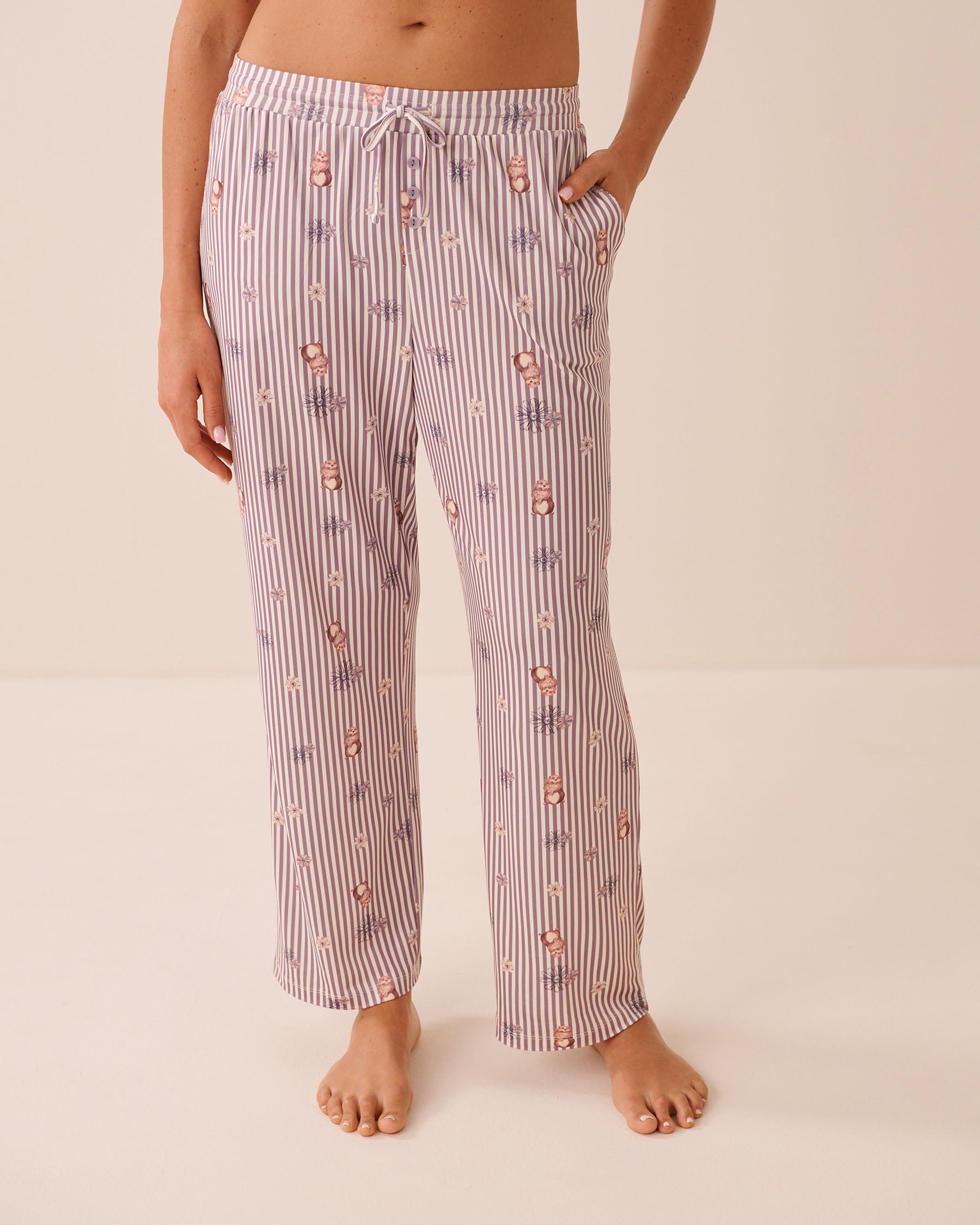 LA VIE EN ROSE Pantalon de pyjama ultra doux imprimé marmotte Rayures/Marmottes 40200885 - View2