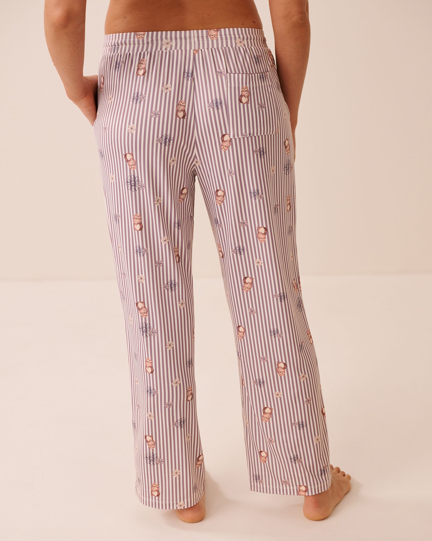LA VIE EN ROSE Pantalon de pyjama ultra doux imprimé marmotte Rayures/Marmottes 40200885 - View3