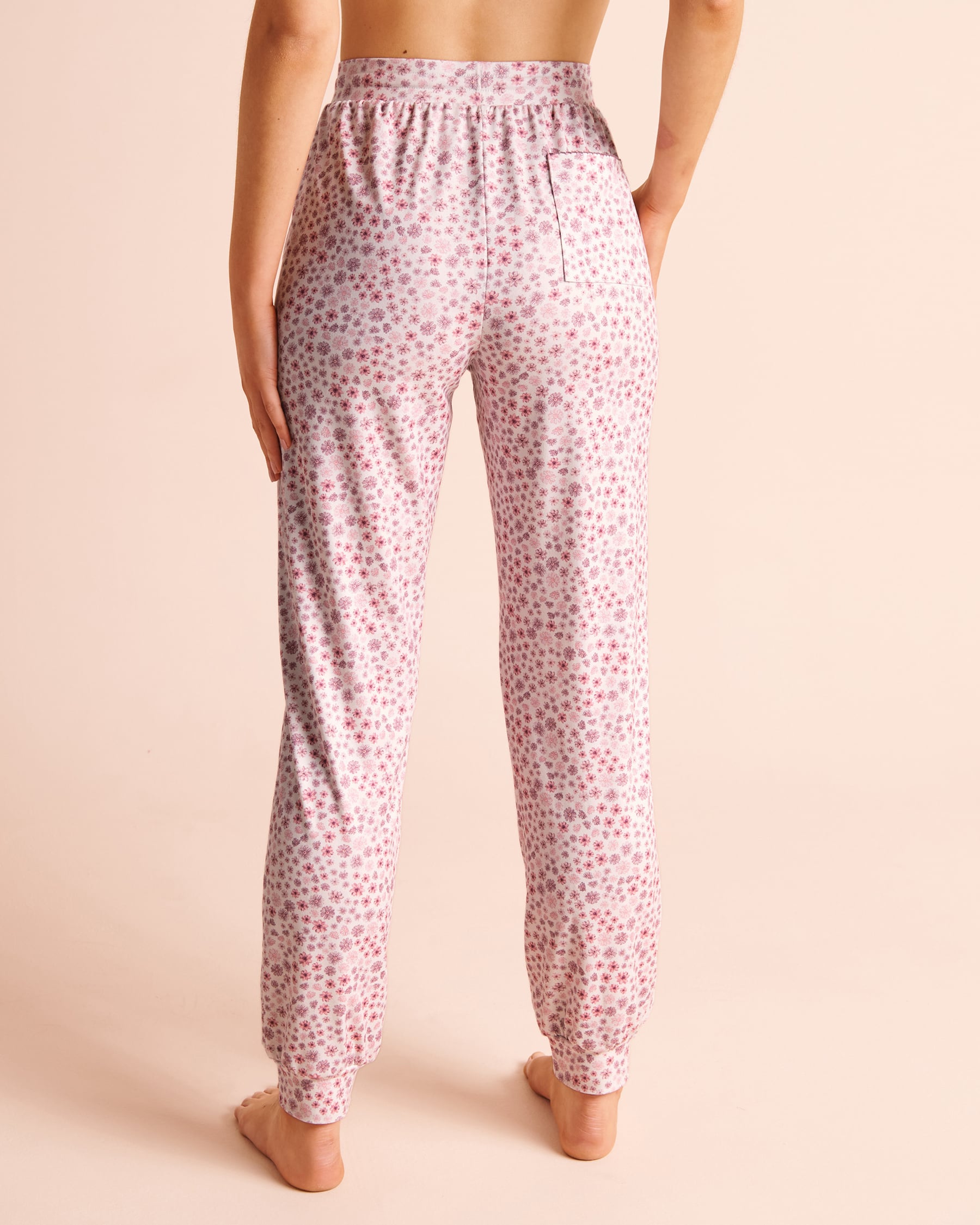 LA VIE EN ROSE Pantalon de pyjama jogger ultra doux imprimé fleurs mauves Fleurs mauves 40200884 - View2