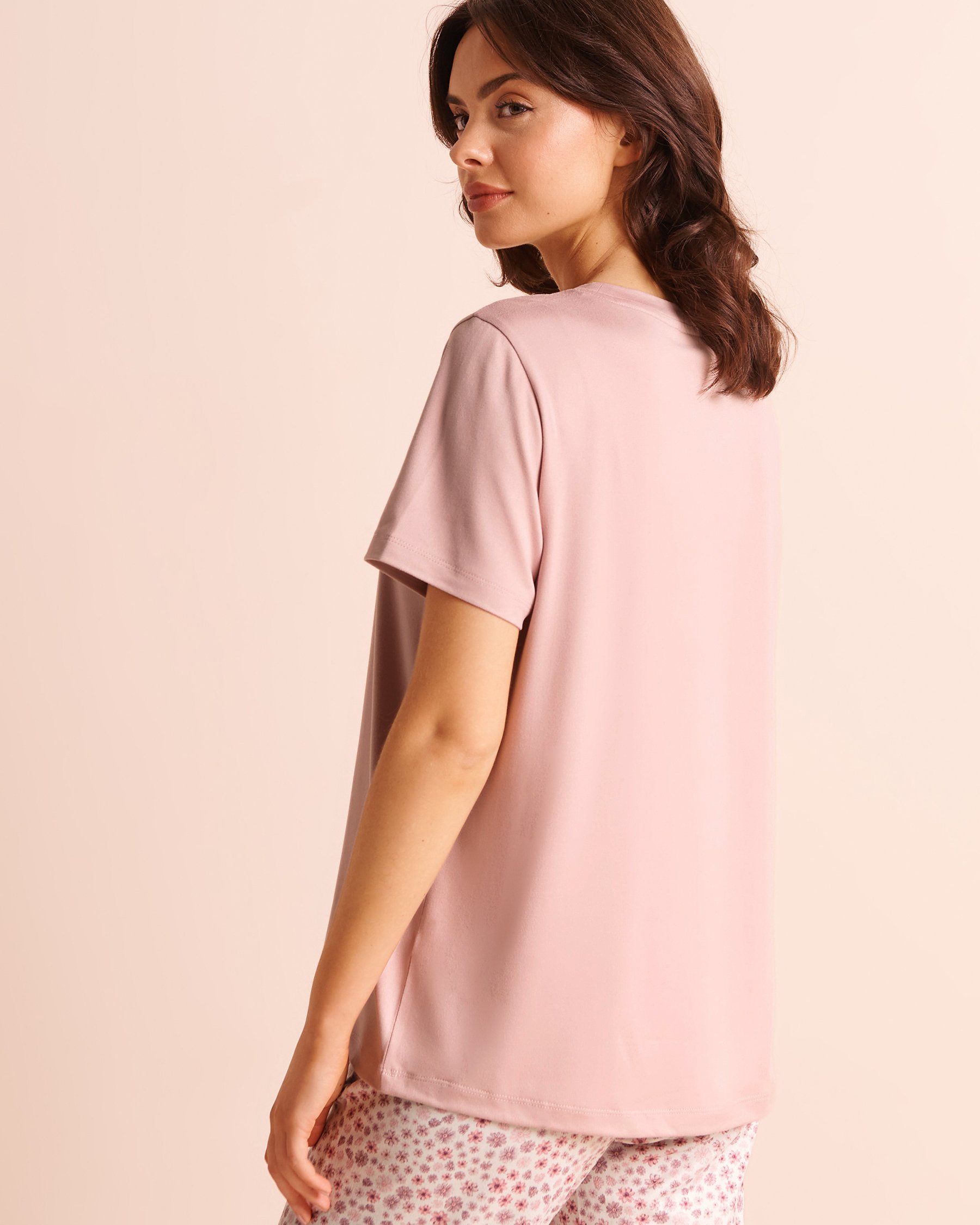 LA VIE EN ROSE T-shirt manches courtes ultra doux imprimé marmotte Mauve givré 40100897 - View2
