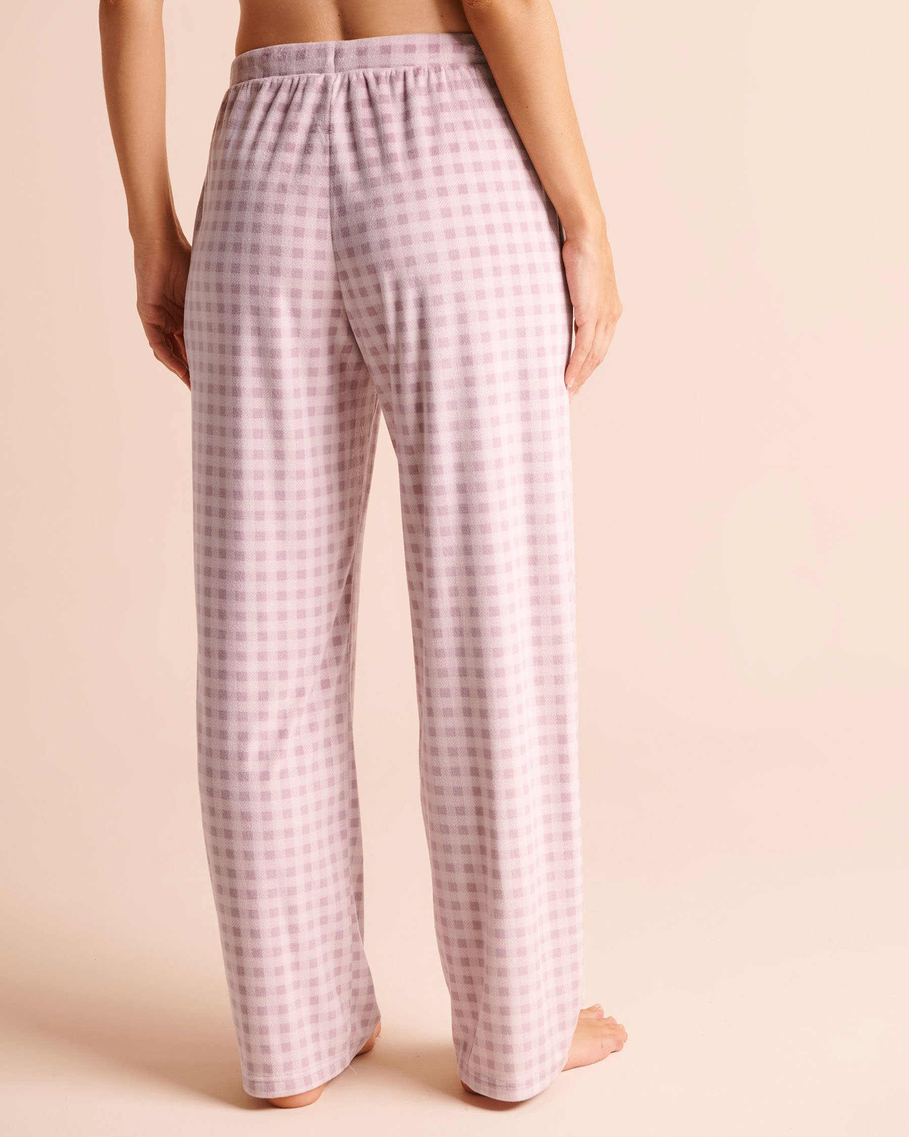 LA VIE EN ROSE Ensemble pyjama en velours peluche Vichy mauve Vichy mauve 40400100 - Voir5