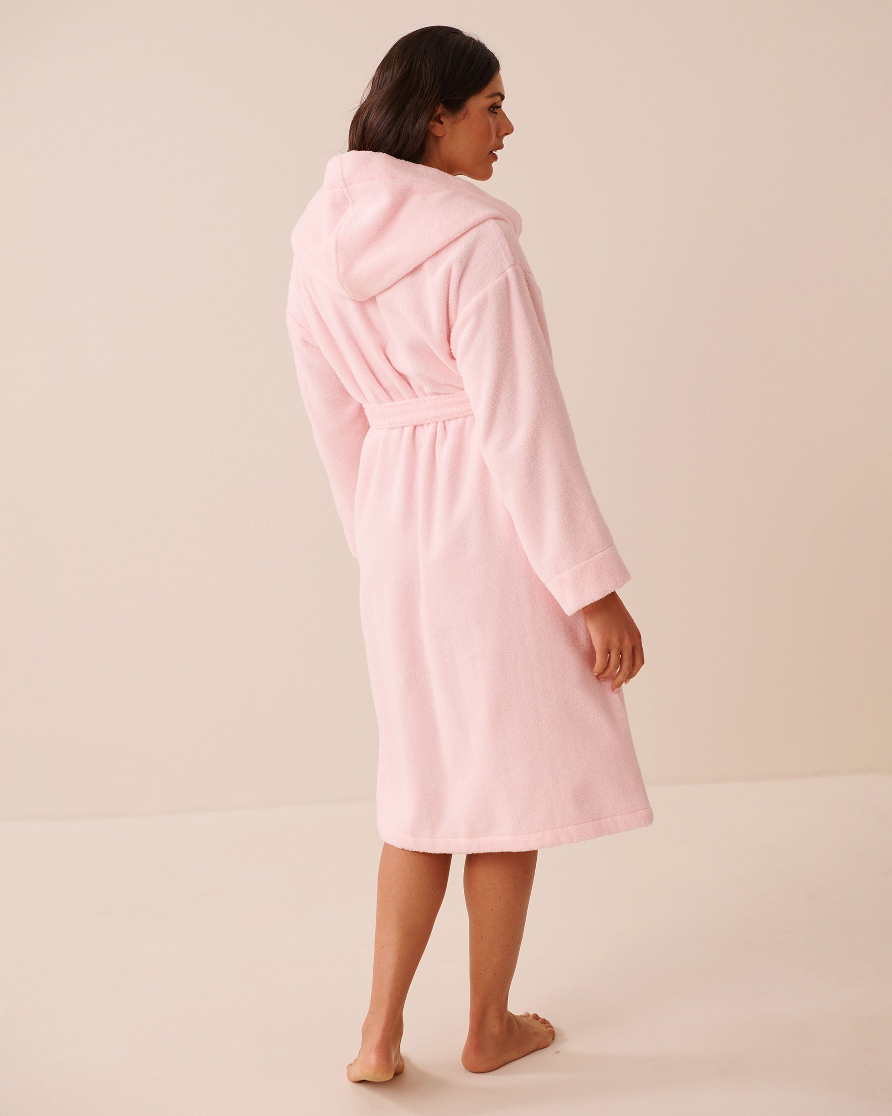 LA VIE EN ROSE Peignoir spa à capuche en ratine Rose 40600233 - Voir2