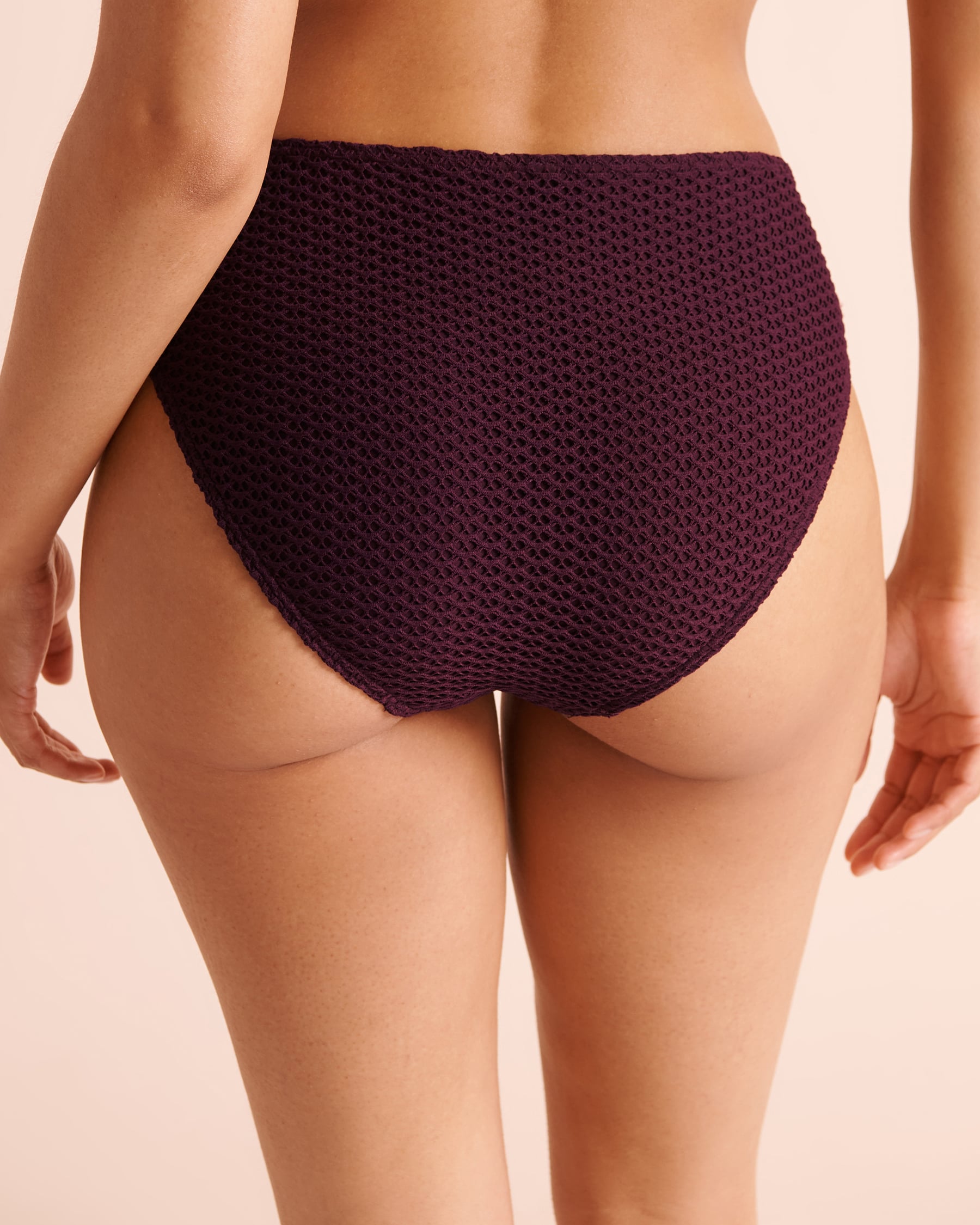 LA VIE EN ROSE AQUA Bas de bikini taille mi-haute en crochet BERRY BURGUNDY Bourgogne 70300959 - Voir2